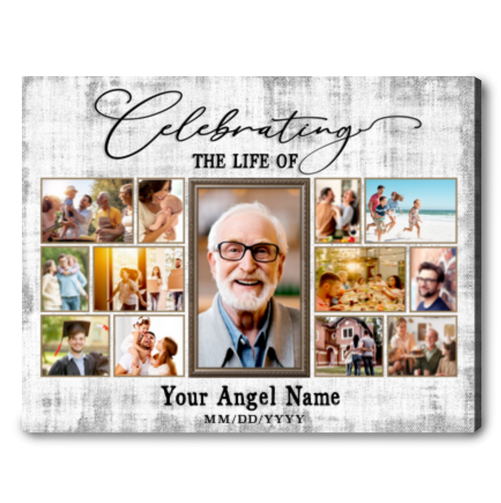 Celebration Of Life Multiple Photos Funeral Welcome Sign Funeral Memory Canvas Photo Collage