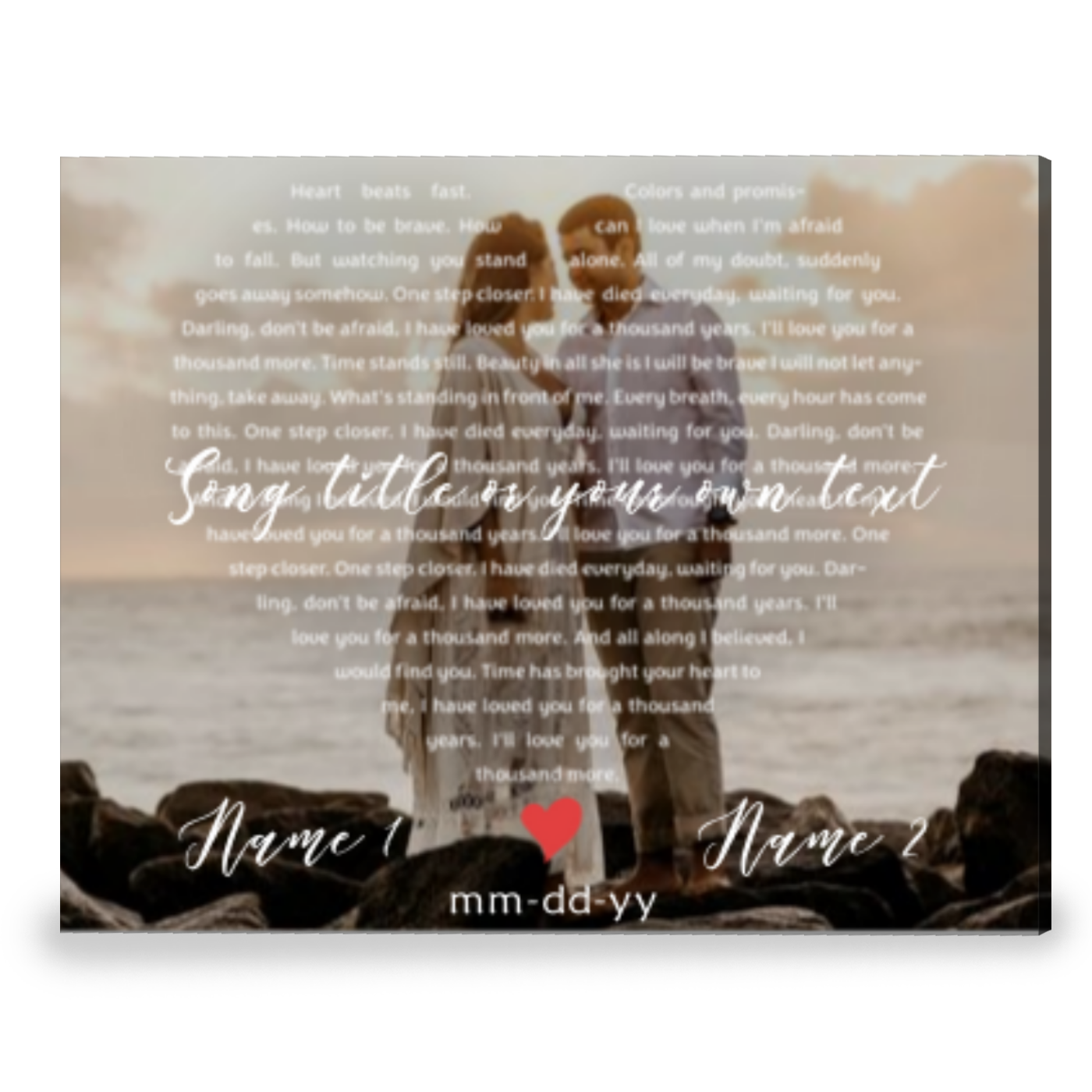 Heart Shaped Lyrics Photo Gift Custom Song Lyric On Canvas Print