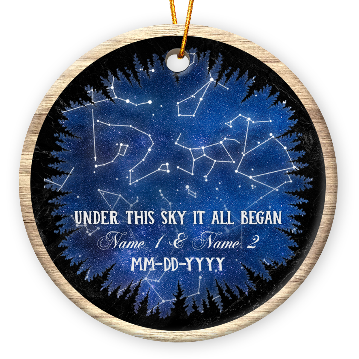 Custom Night Sky By Date Christmas Ornament Unique Newlywed Gift
