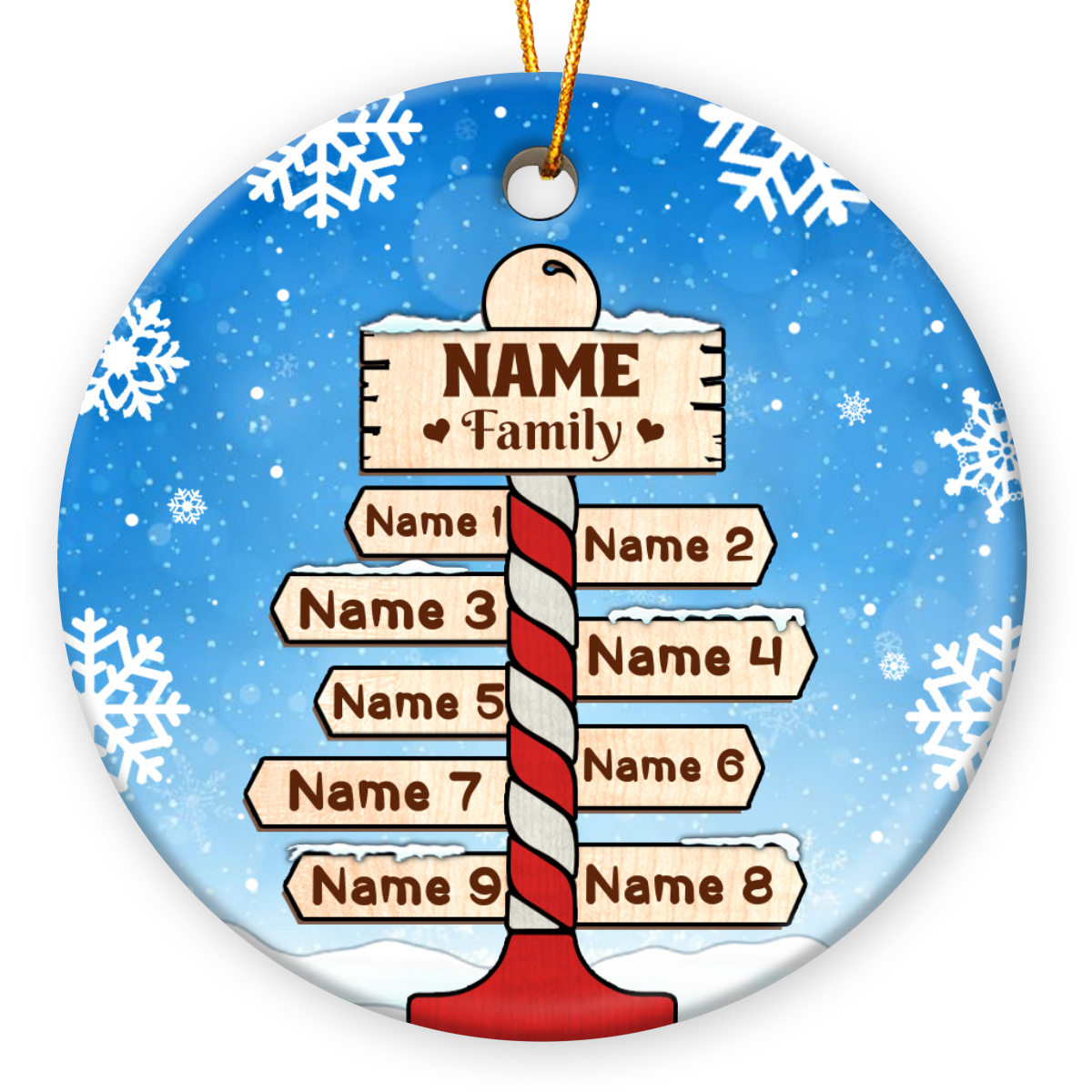 Custom Family Name North Pole Christmas Ceramic Ornament