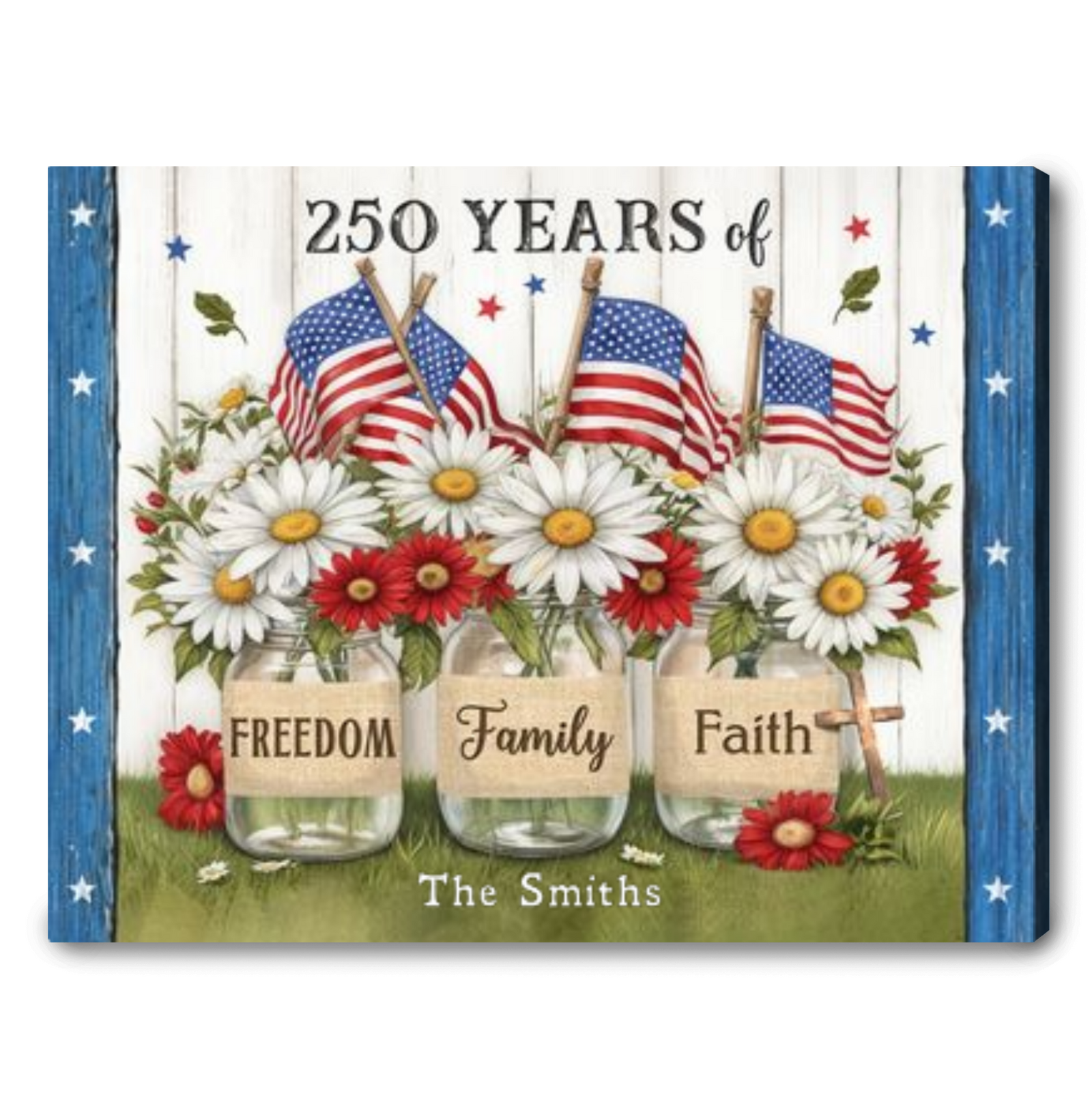 Personalized Family Name Patriotic Canvas - 2026 American Anniversary Gift