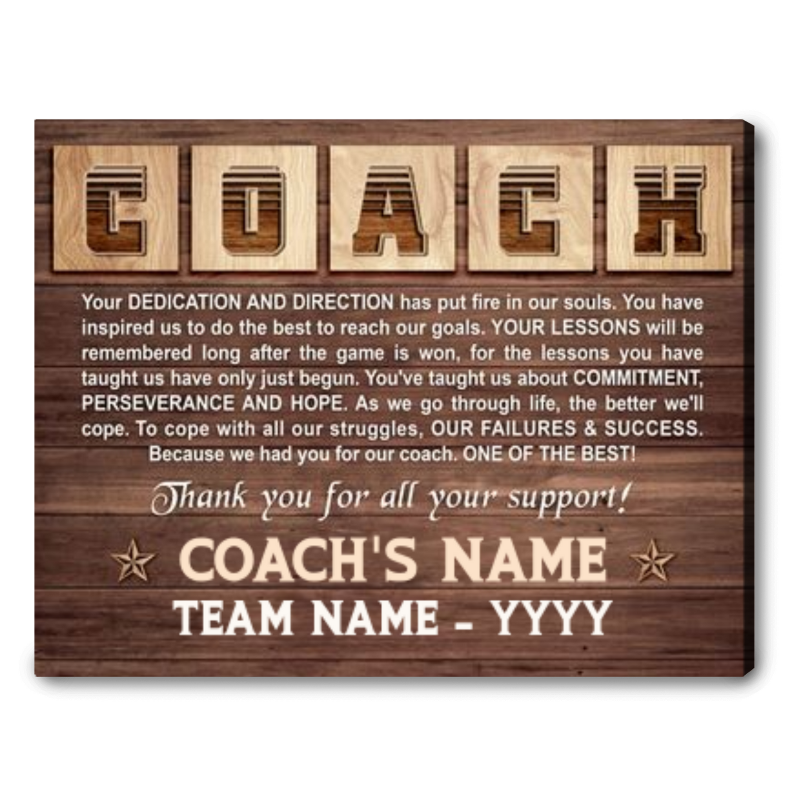 Thank You Appreciation Gift For Coach Custom Sport Coach Canvas Print