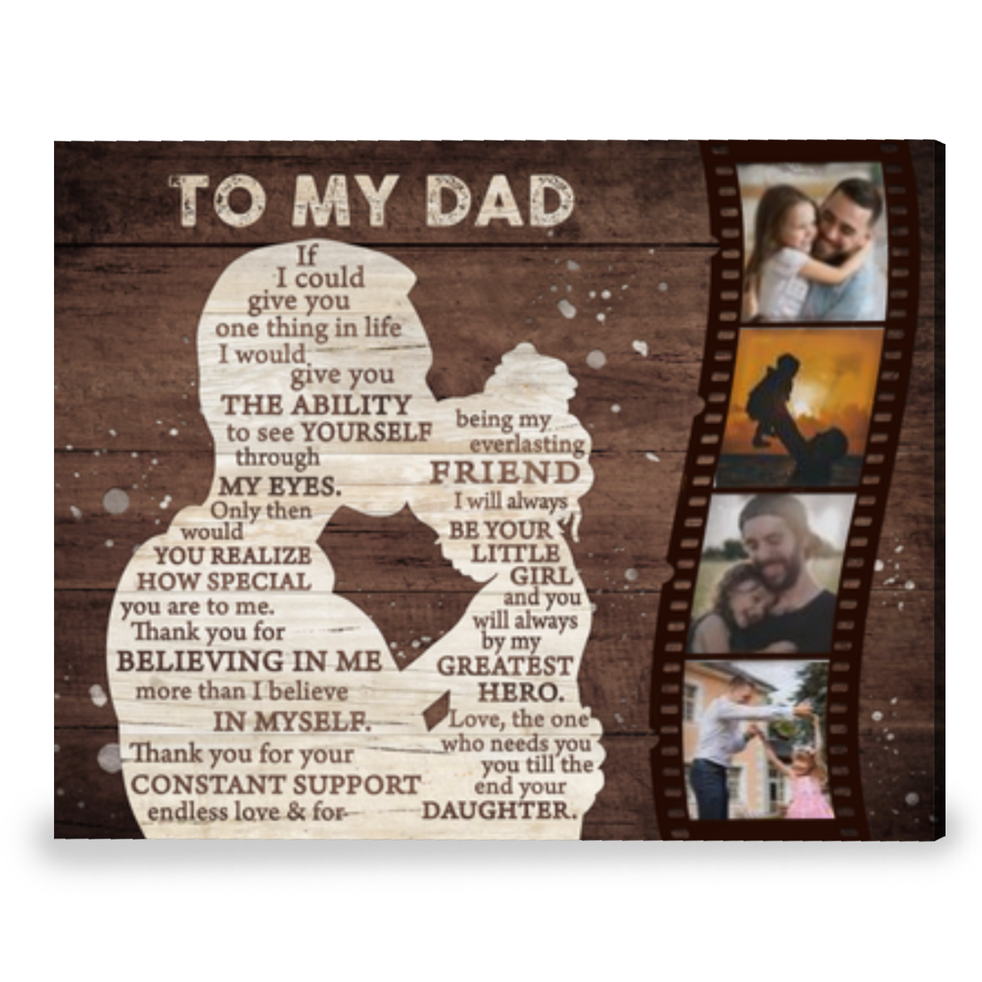 Personalized Gift To Father From Daughter Photo Gift Canvas Wall Art