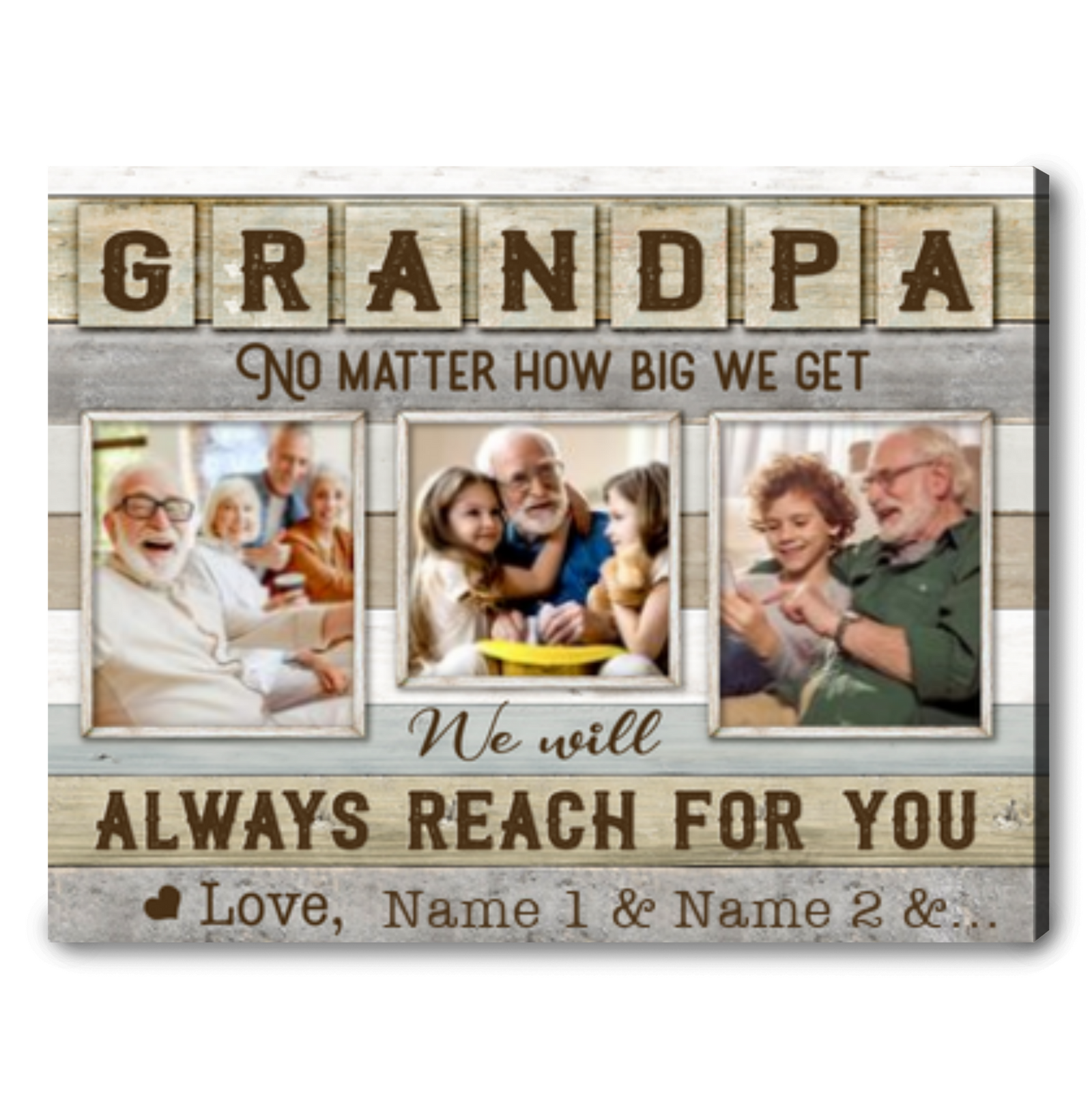 Personalized Gift Ideas for Grandpa Custom Photo Canvas Print Grandpa No matter how big we get