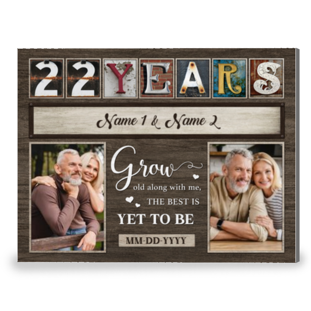 22nd Anniversary Grow Old Along With Me Custom Photo Canvas Wall Art
