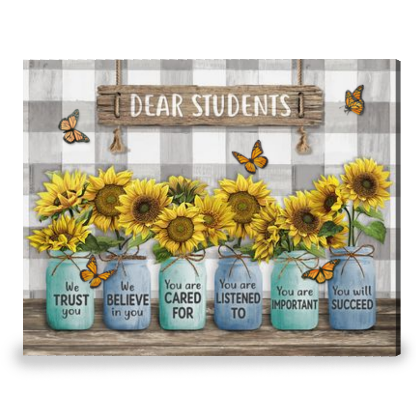 Inspirational Classroom Sign Classroom Wall Decor Dear Students Canvas Print