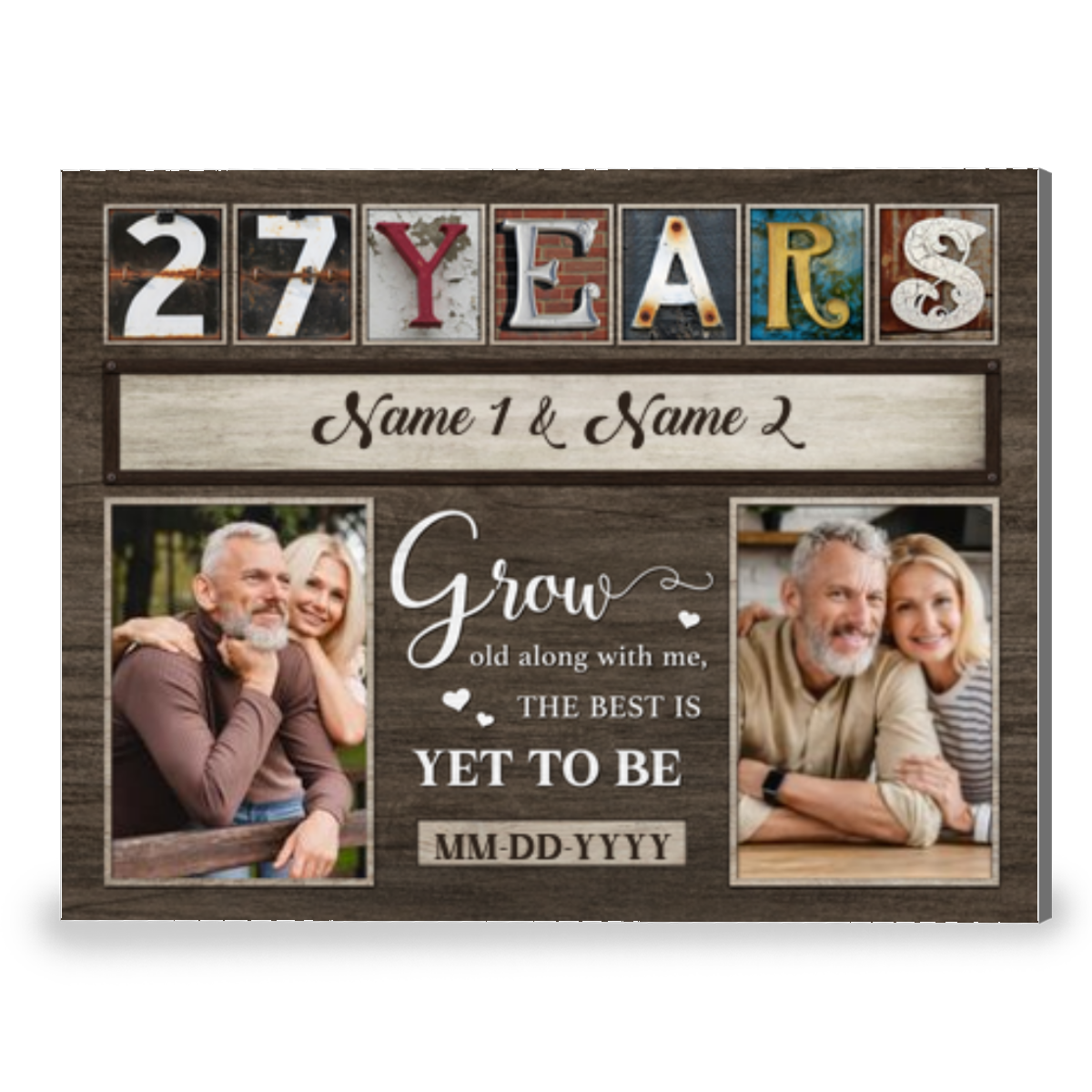 27th Anniversary Grow Old Along With Me Custom Photo Canvas Wall Art