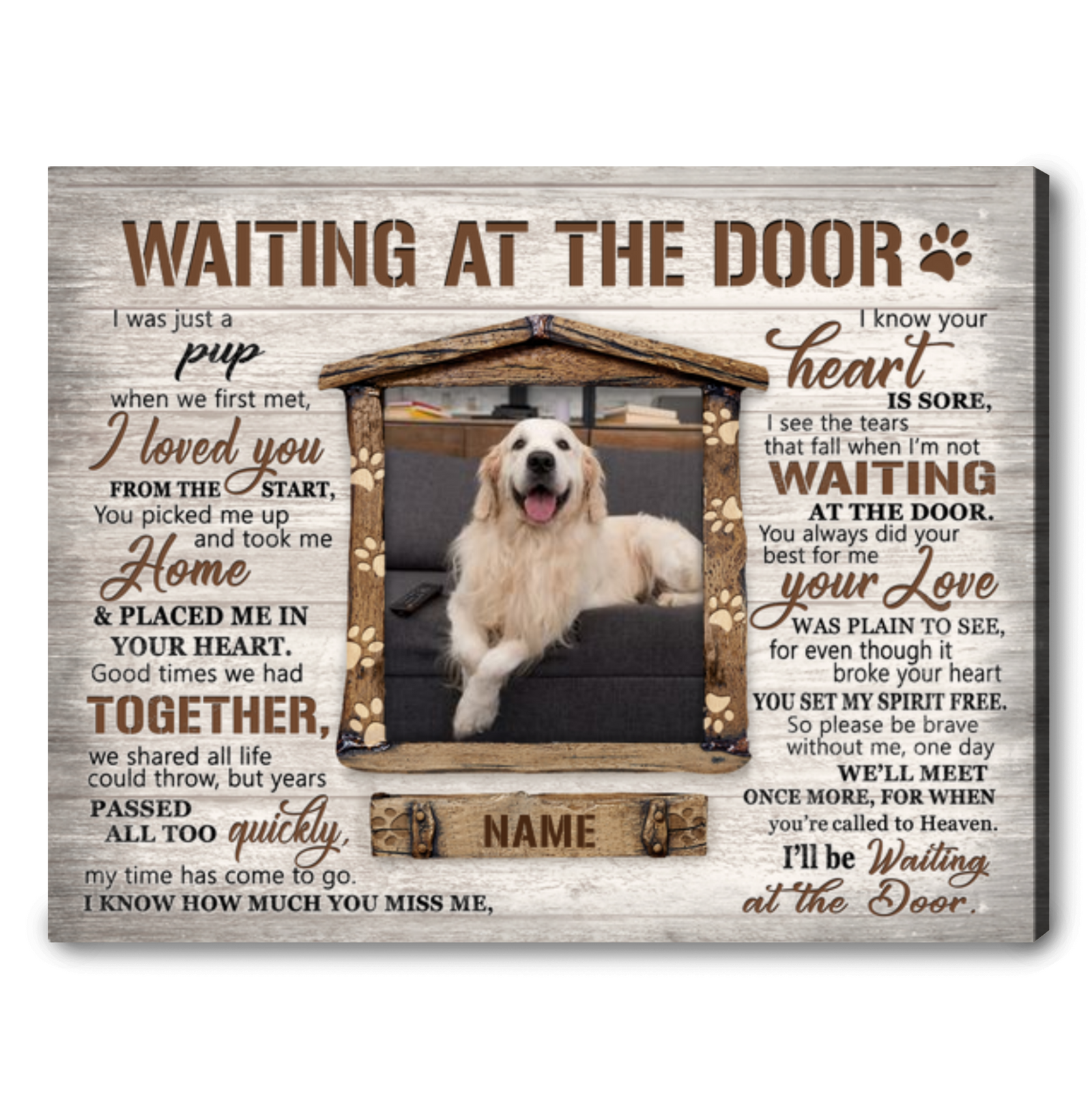 Unique Pet Memorial Gifts Sayings For Loss Of Pet Dog Lover Gifts Waiting at the door Ohcanvas