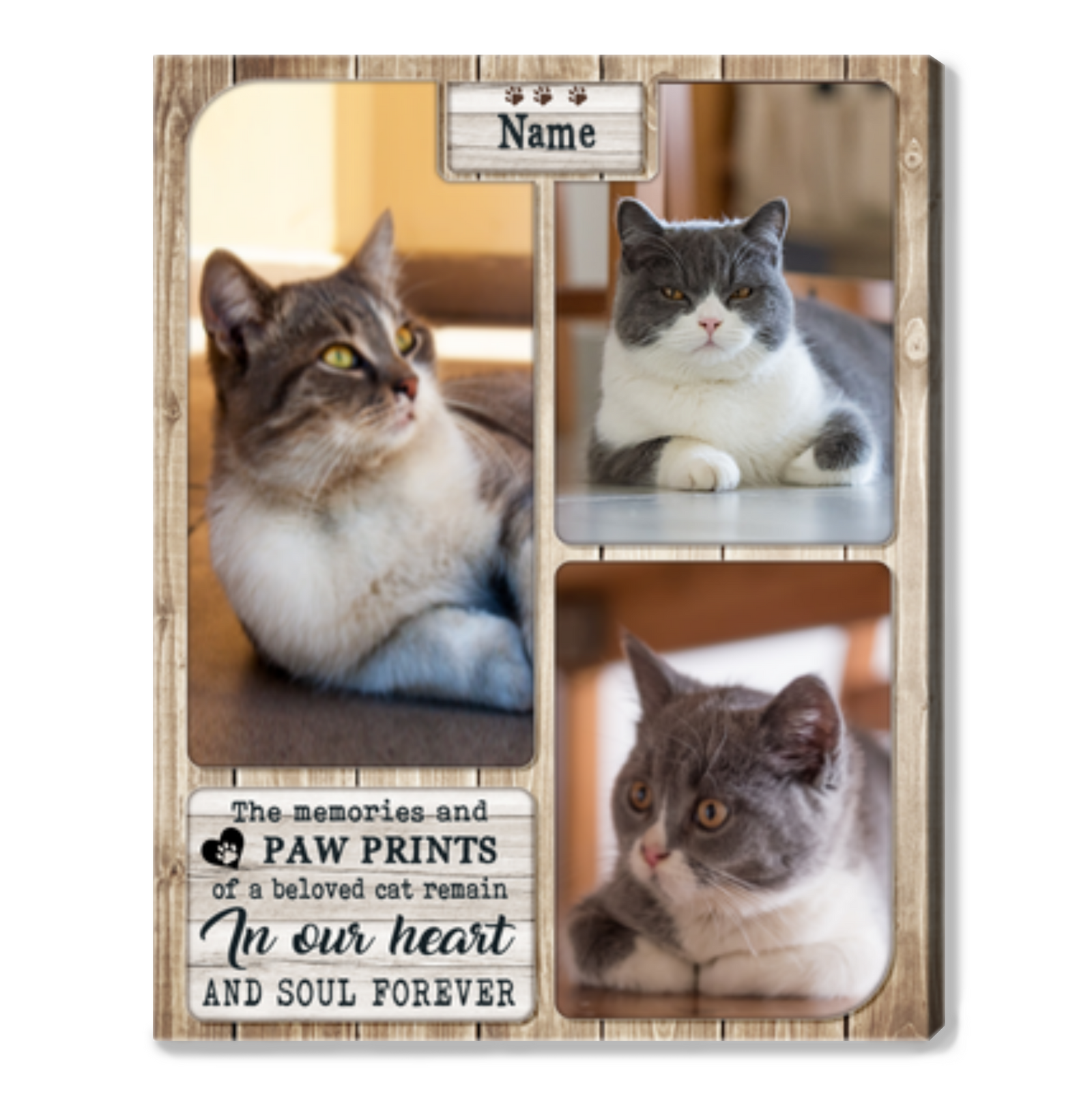 Cat Memorial Gift Cat Memorial With Photo Collage Cat Loss Gift Custom Pet Portrait