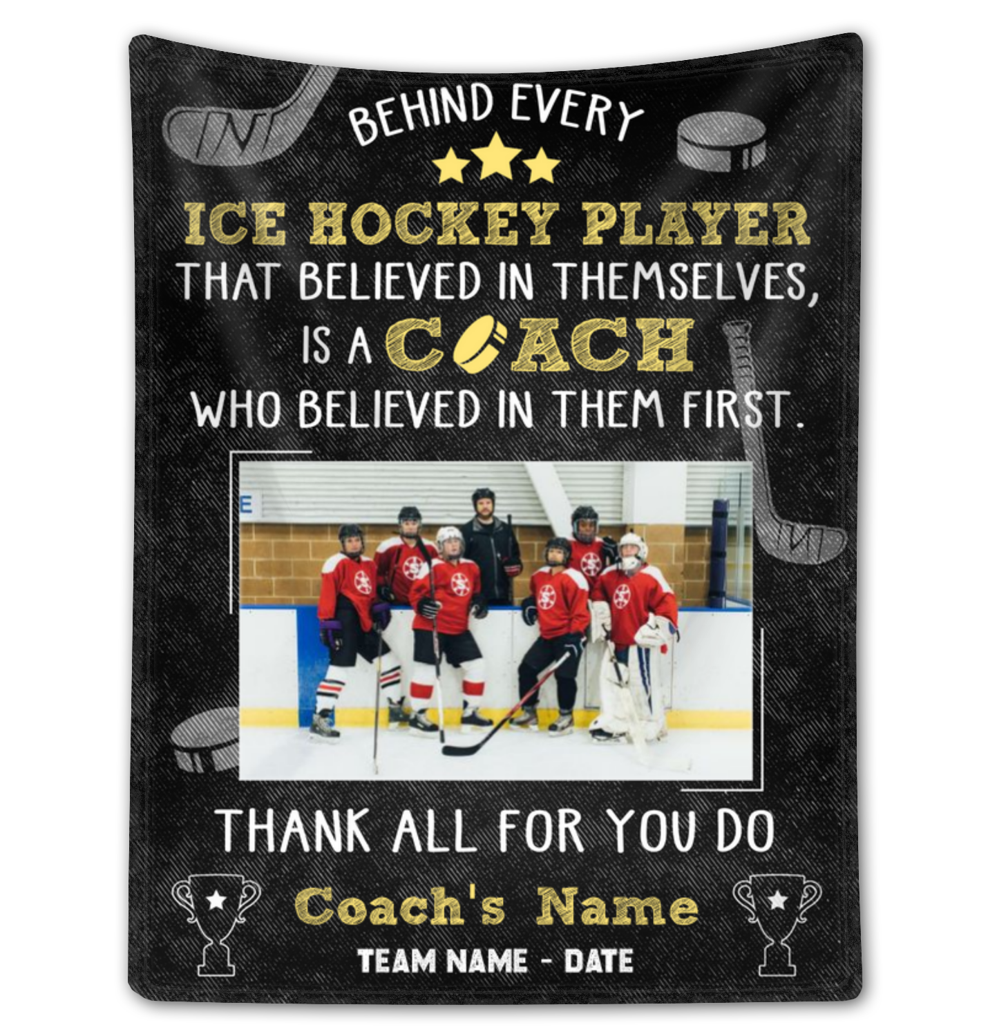 Custom Blanket For A Ice Hockey Coach Thank You Coach Gift Idea From Team