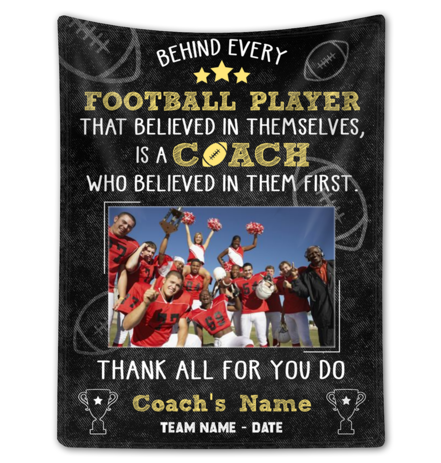 Custom Blanket For A Football Coach Thank You Coach Gift Idea From Team