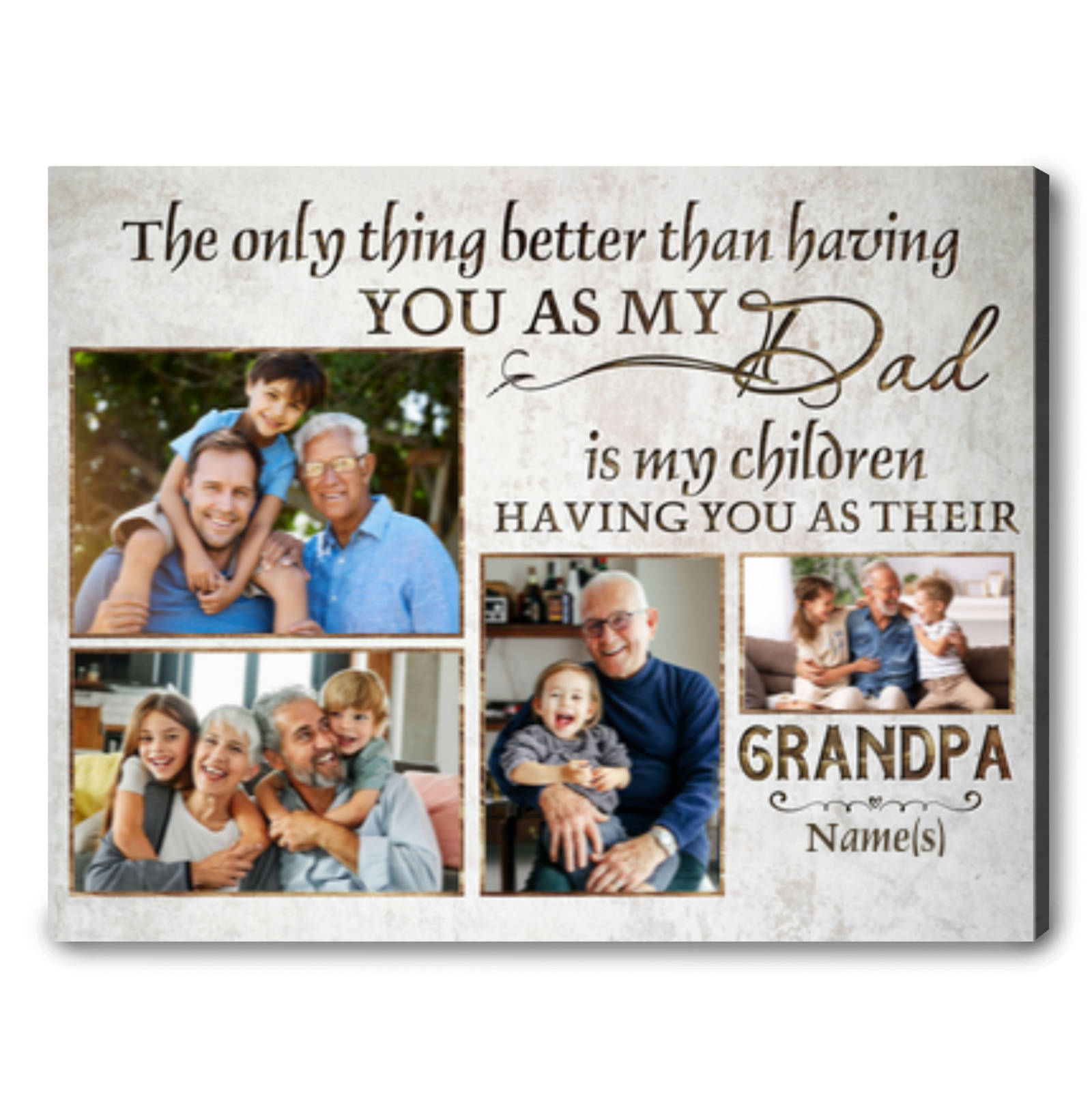 Dad Birthday Fathers Day Gift Custom Photo Collage Canvas Print