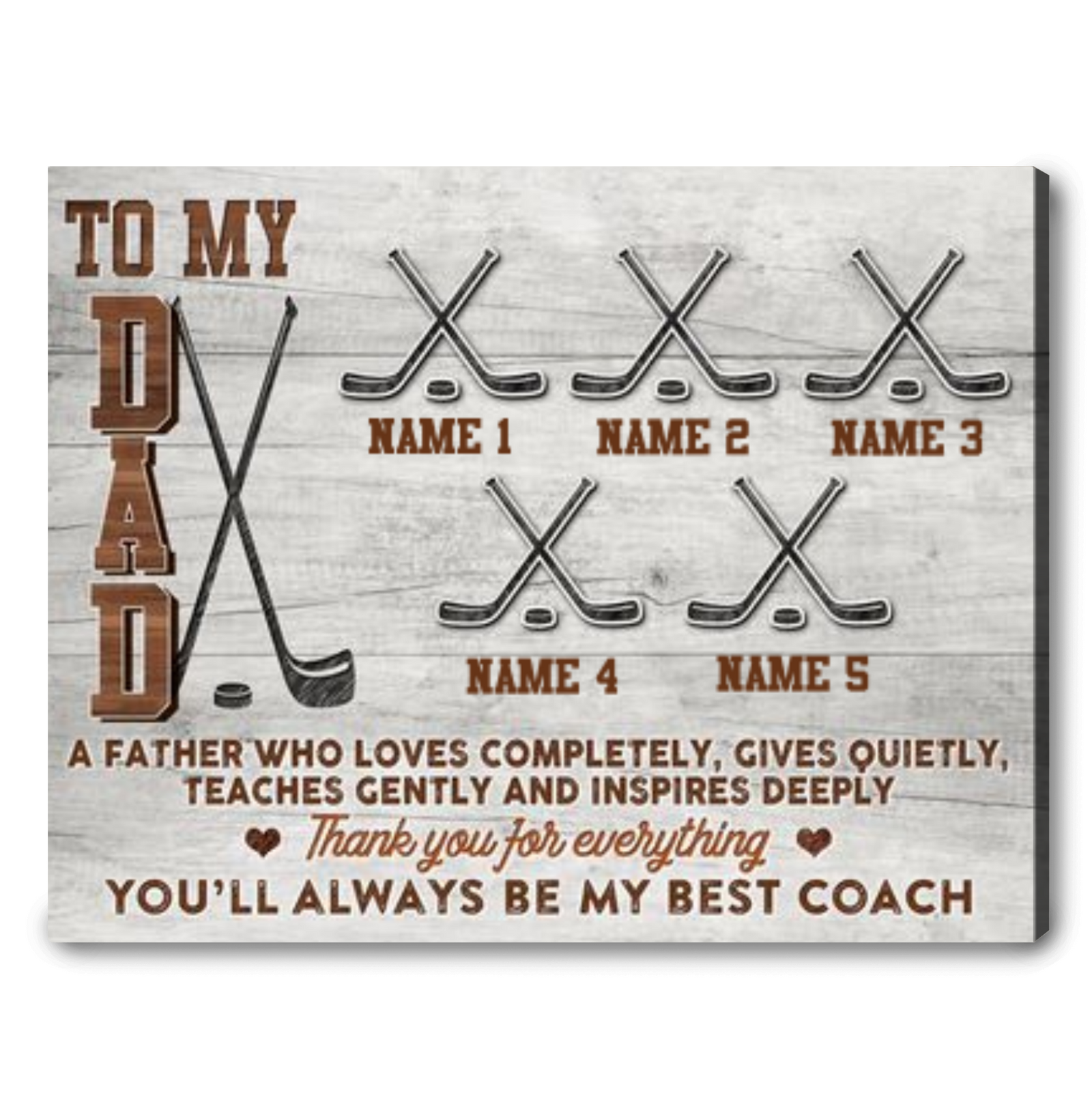 Custom Ice Hockey Father’s Day Gift Dad Who Loves Ice Hockey Canvas Print