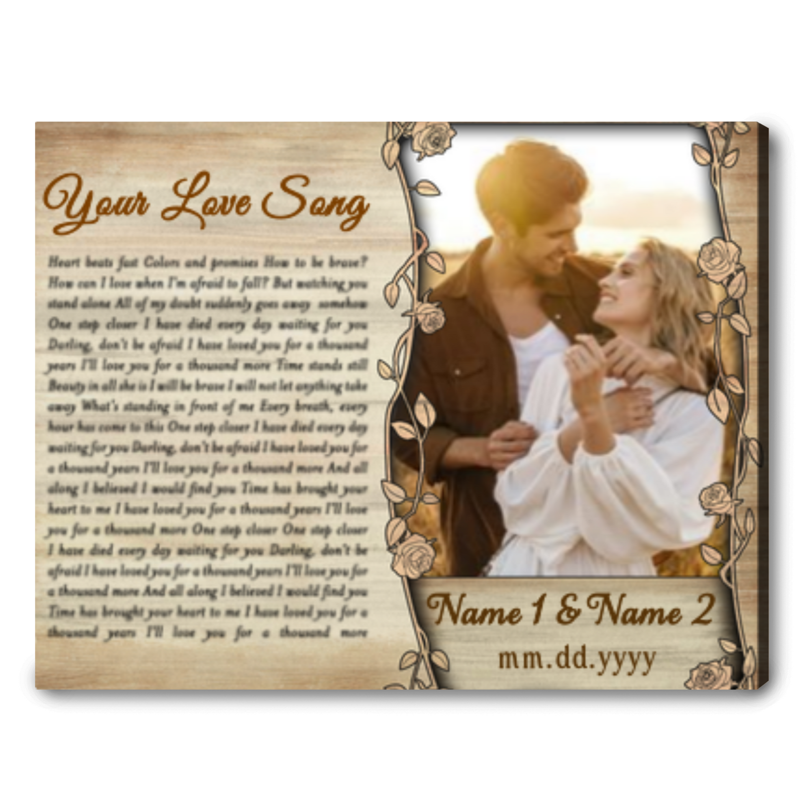 Custom Wedding Song Lyrics Canvas Print Unique Anniversary Gift
