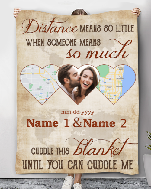 Personalized Long Distance Relationship Gift Idea Romantic Custom Map Blanket 