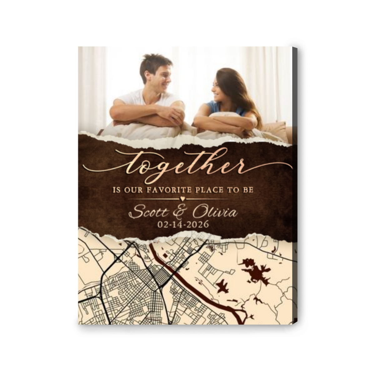 Together Is Our Favorite Place Personalized Photo Canvas Print Valentine’s Day Gift