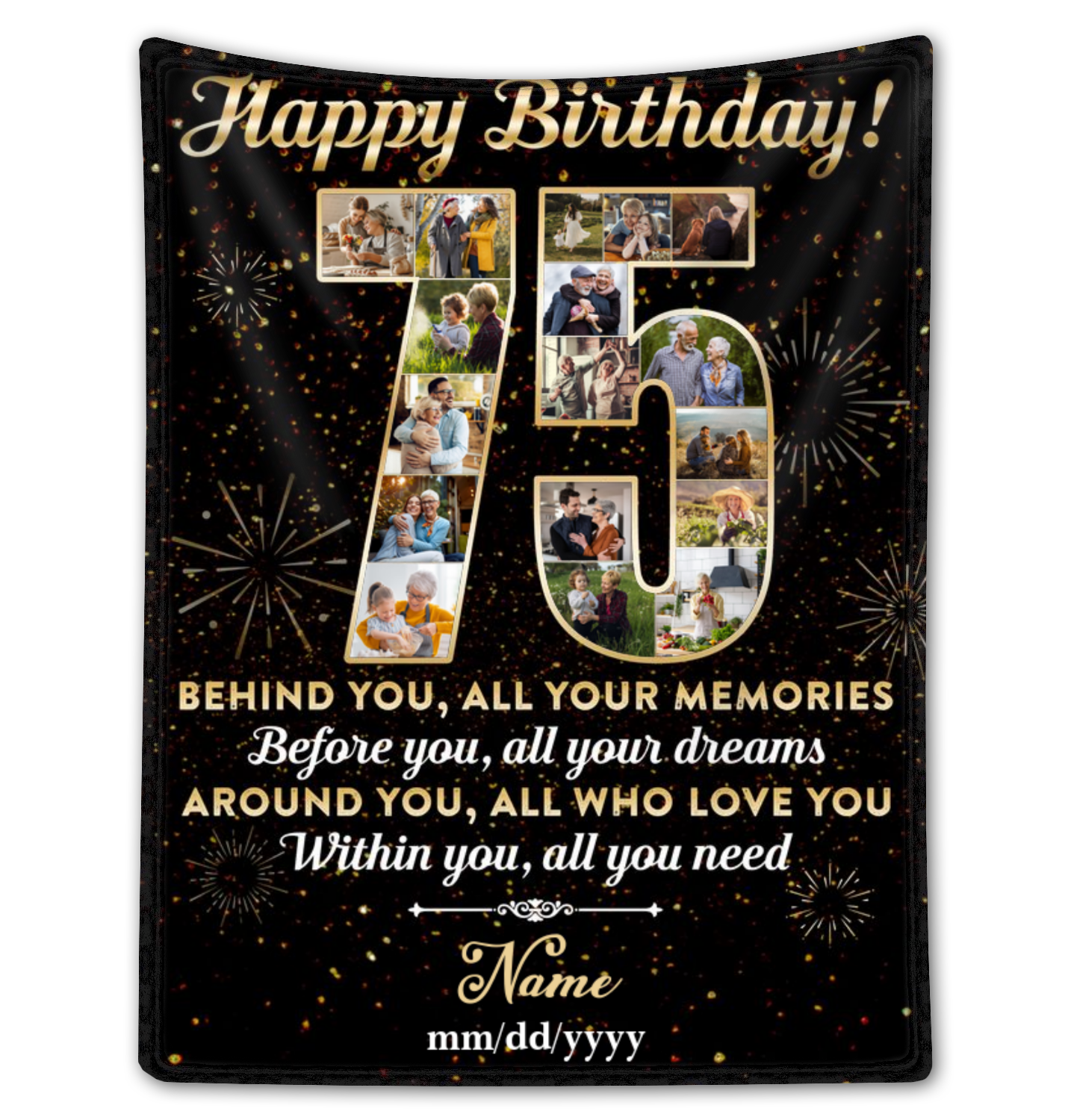 Personalized Photo Collage 75th Birthday Blanket Best 75th Birthday Gift Idea
