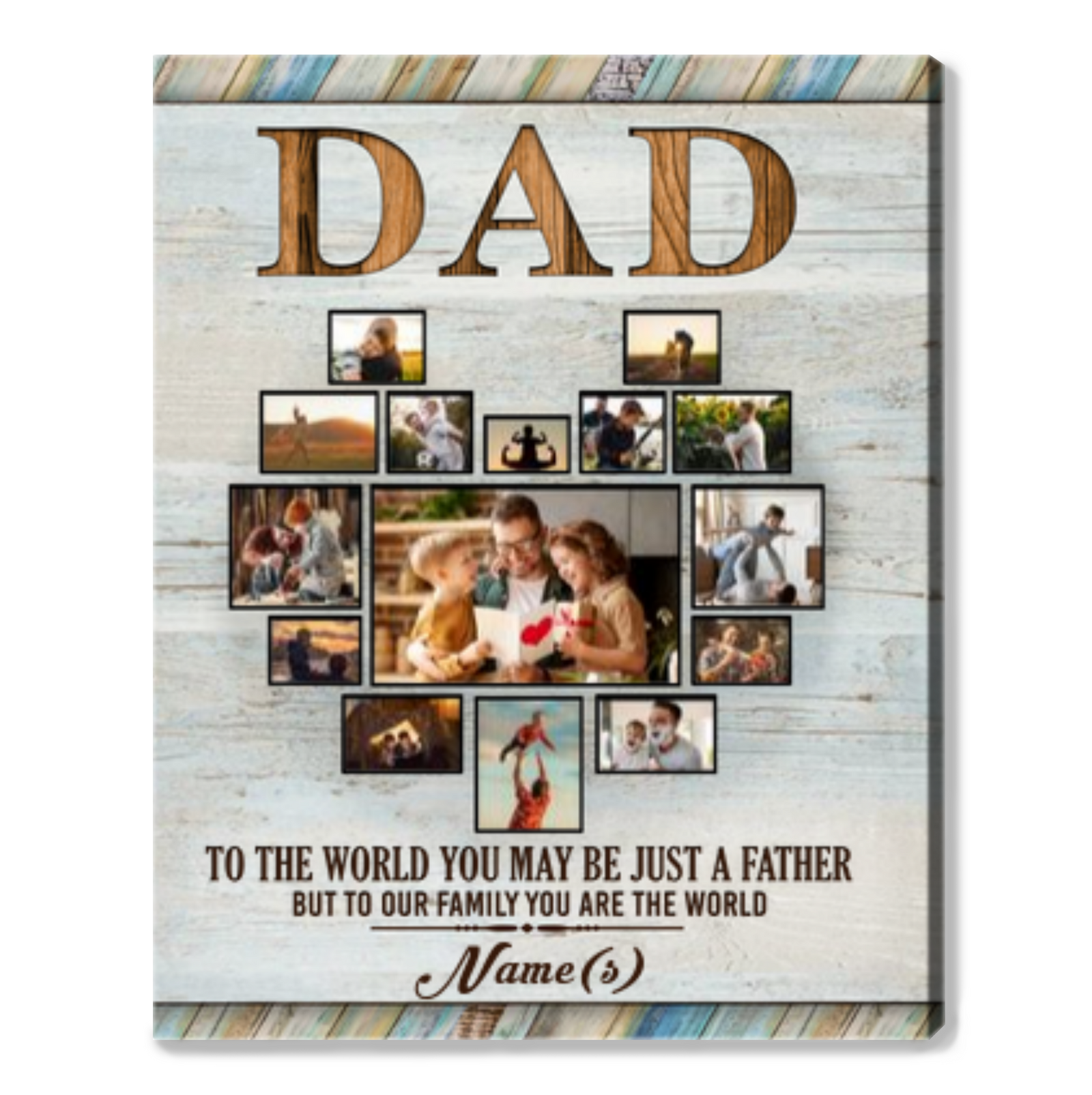 Meaningful Father's Day Gift Custom Photo Collage Dad Canvas Print