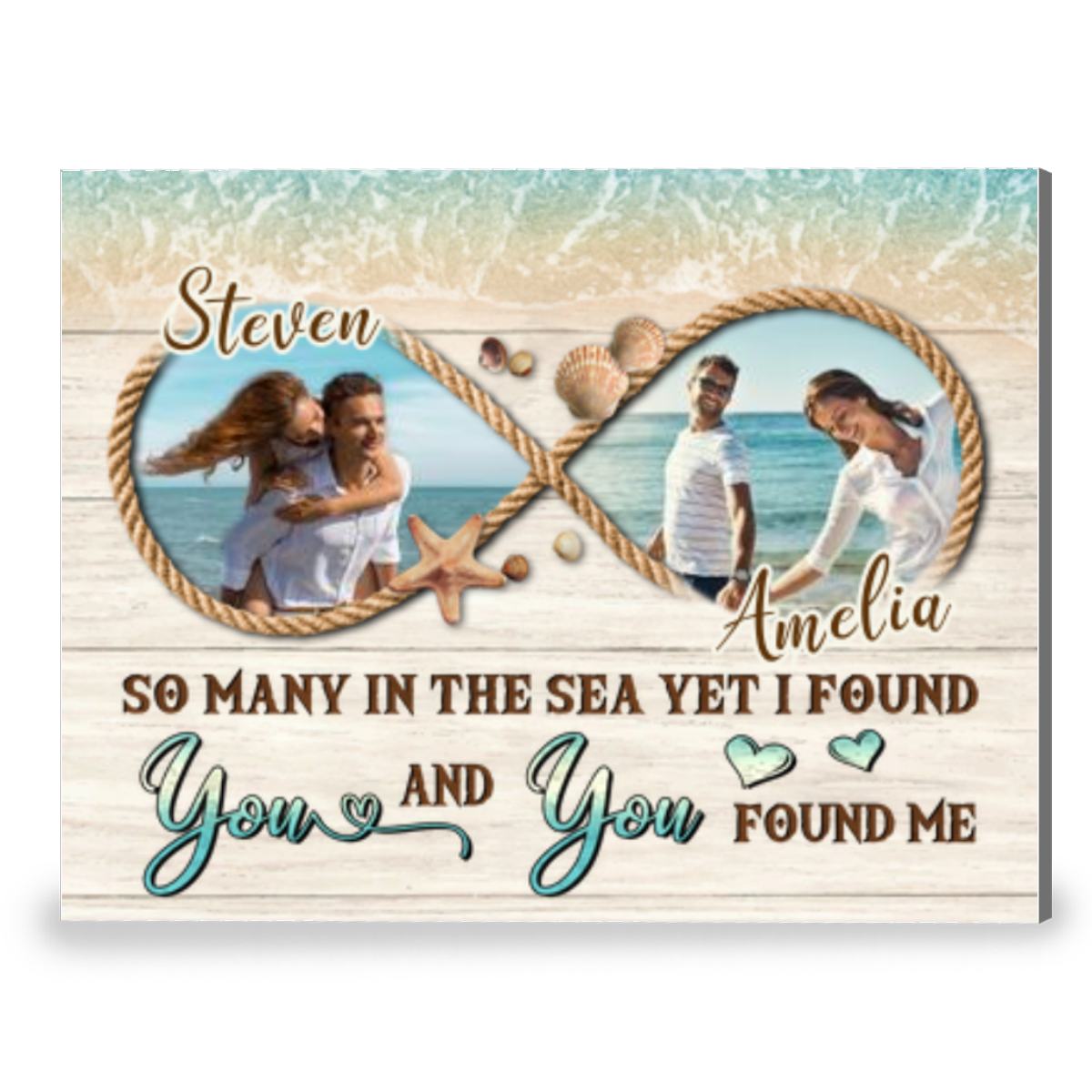 Lovely Beach Gift For Couple Custom Photo Infinite-Shaped Canvas Print