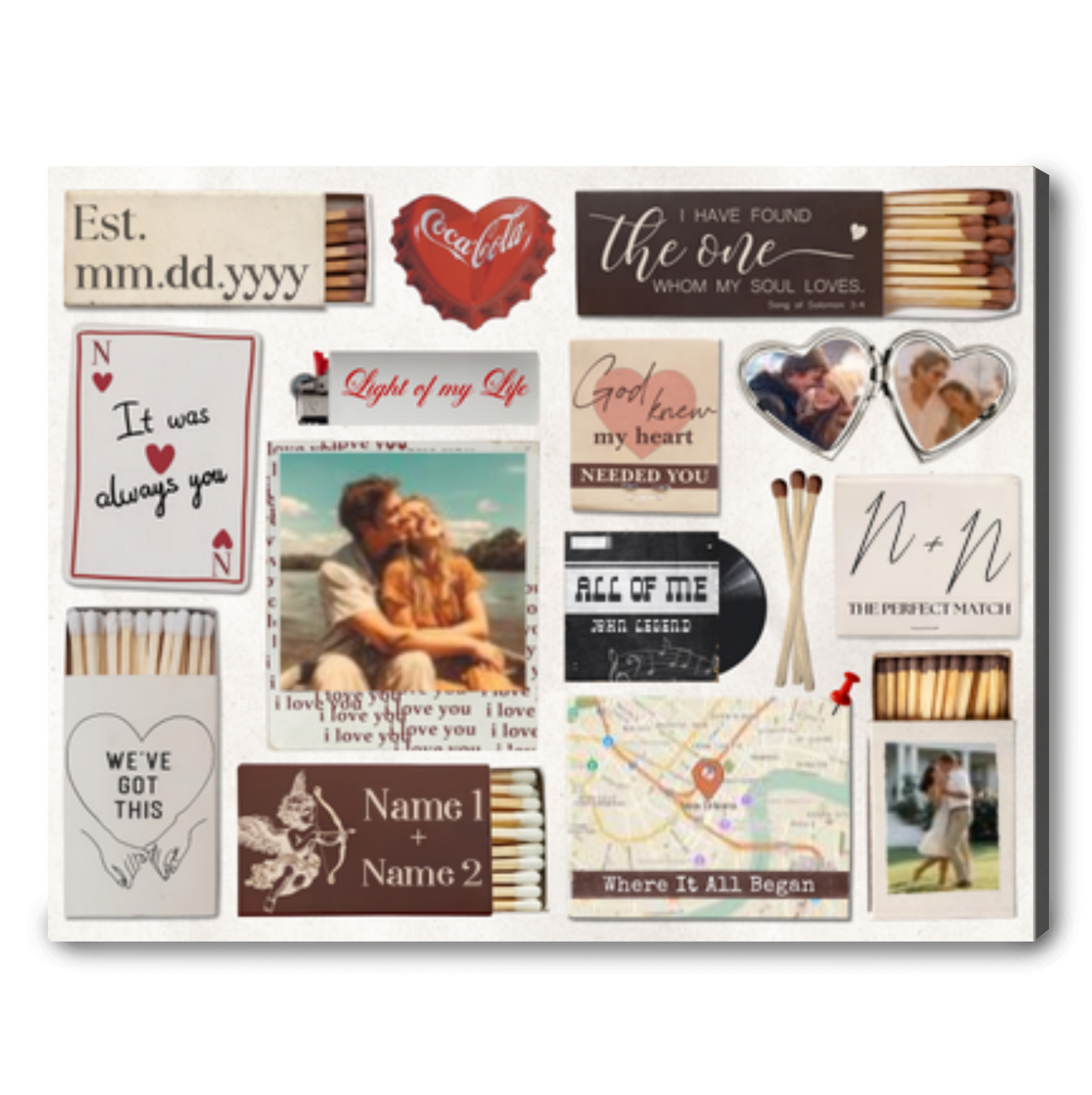 Custom Love Story Scrapbook Canvas – Personalized Valentine’s Day Gift for Couples