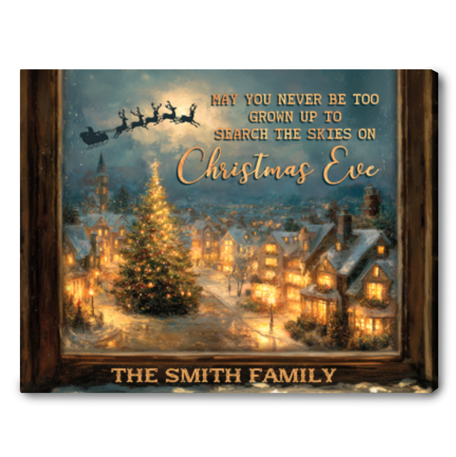 Personalized Christmas Eve Canvas – Custom Family Name Holiday Wall Art