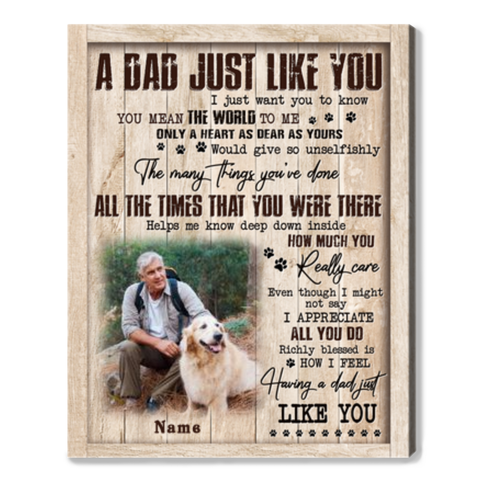 Gift For Dog Dad Custom Photo Canvas Print