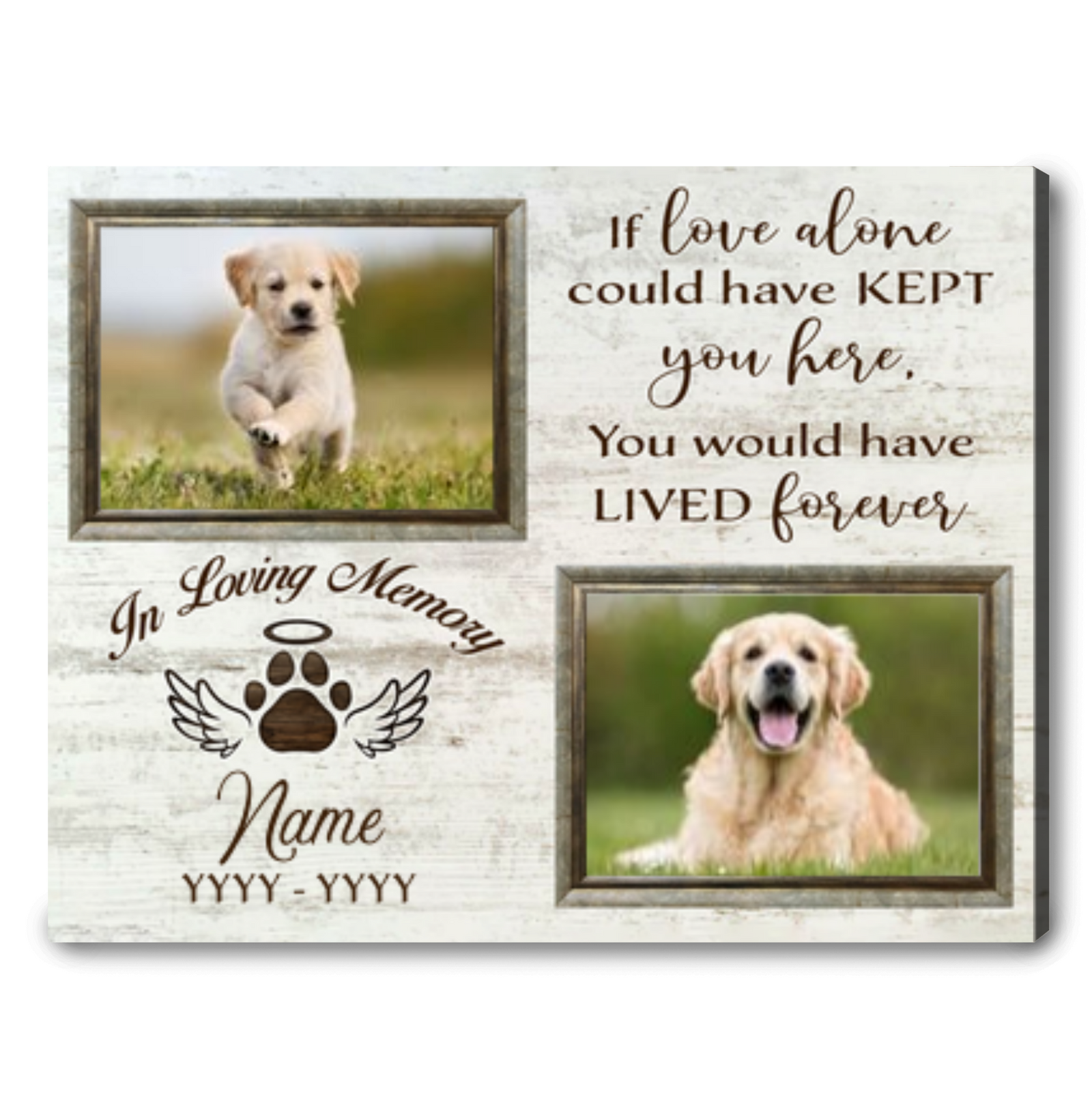 Dog Memorial Passing Gift Custom Photo Loss Of Pet Canvas