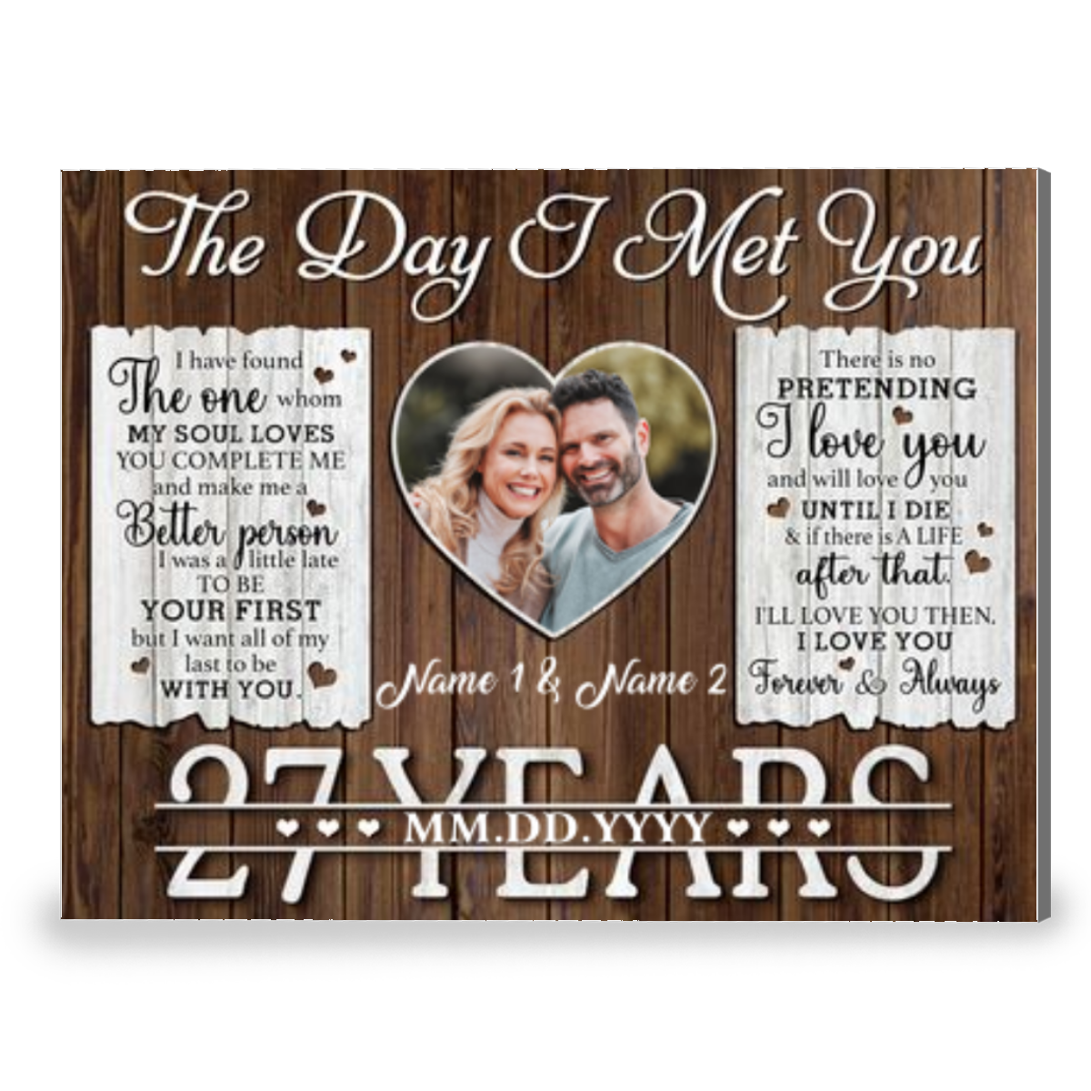 27 Years Anniversary The Day I Met You Custom Photo Canvas Prints