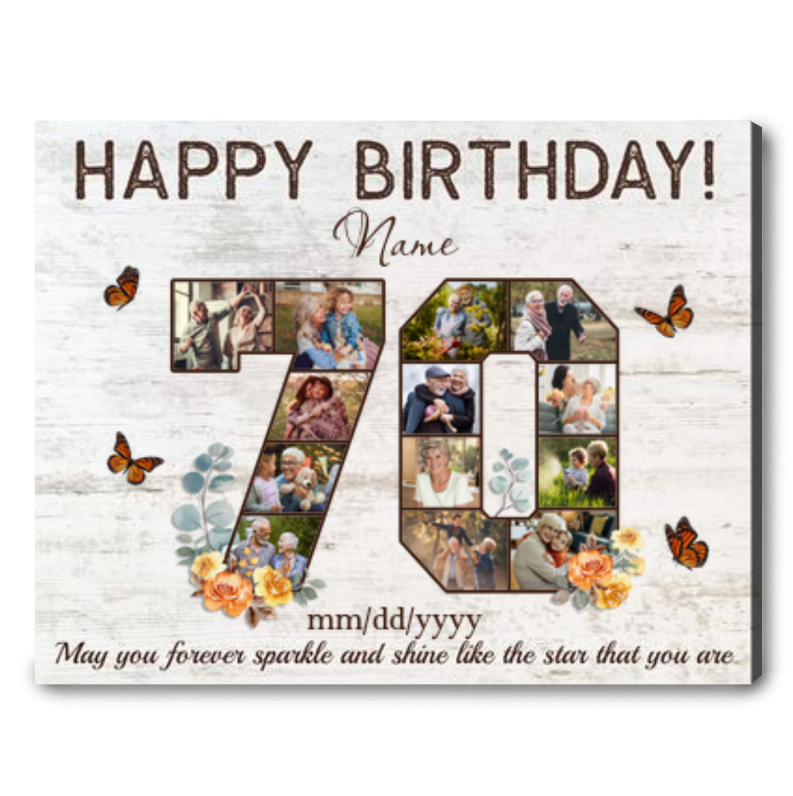 Personalized 70th Birthday Gift Idea Photo Canvas Print For 70th Birthday