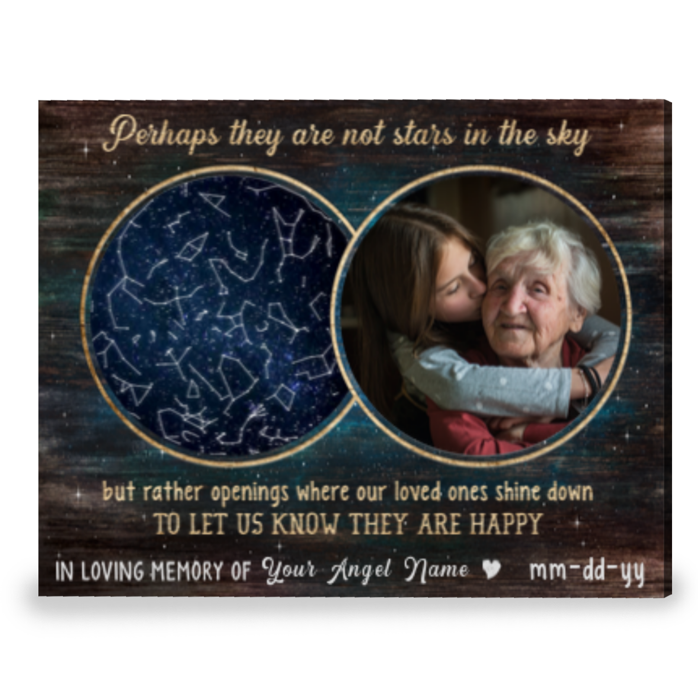 Star Map Gift For Sympathy Memorial Keepsake Frame Canvas Wall Art