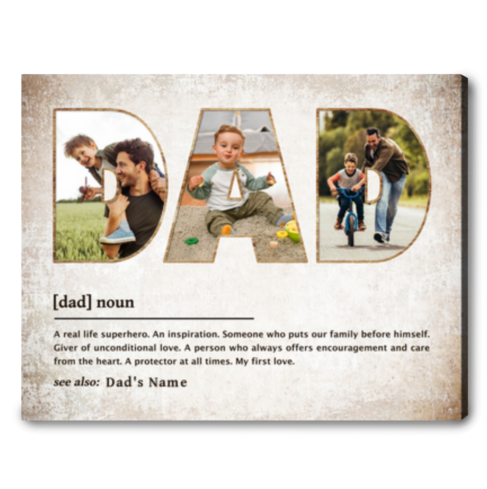 Custom Fathers Day Gifts Dad Definition Canvas Print