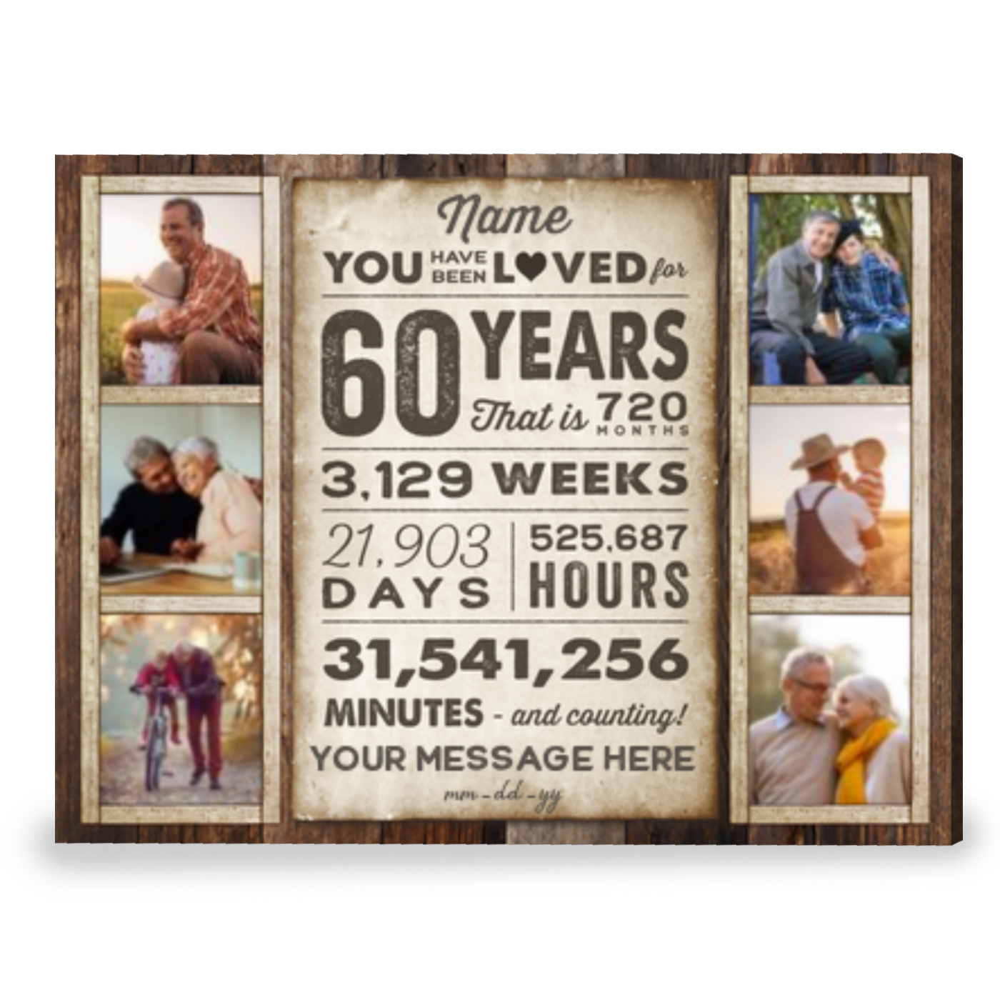 Personalized Gift For A 60th Birthday Special Sixty Birthday Gift Canvas Print