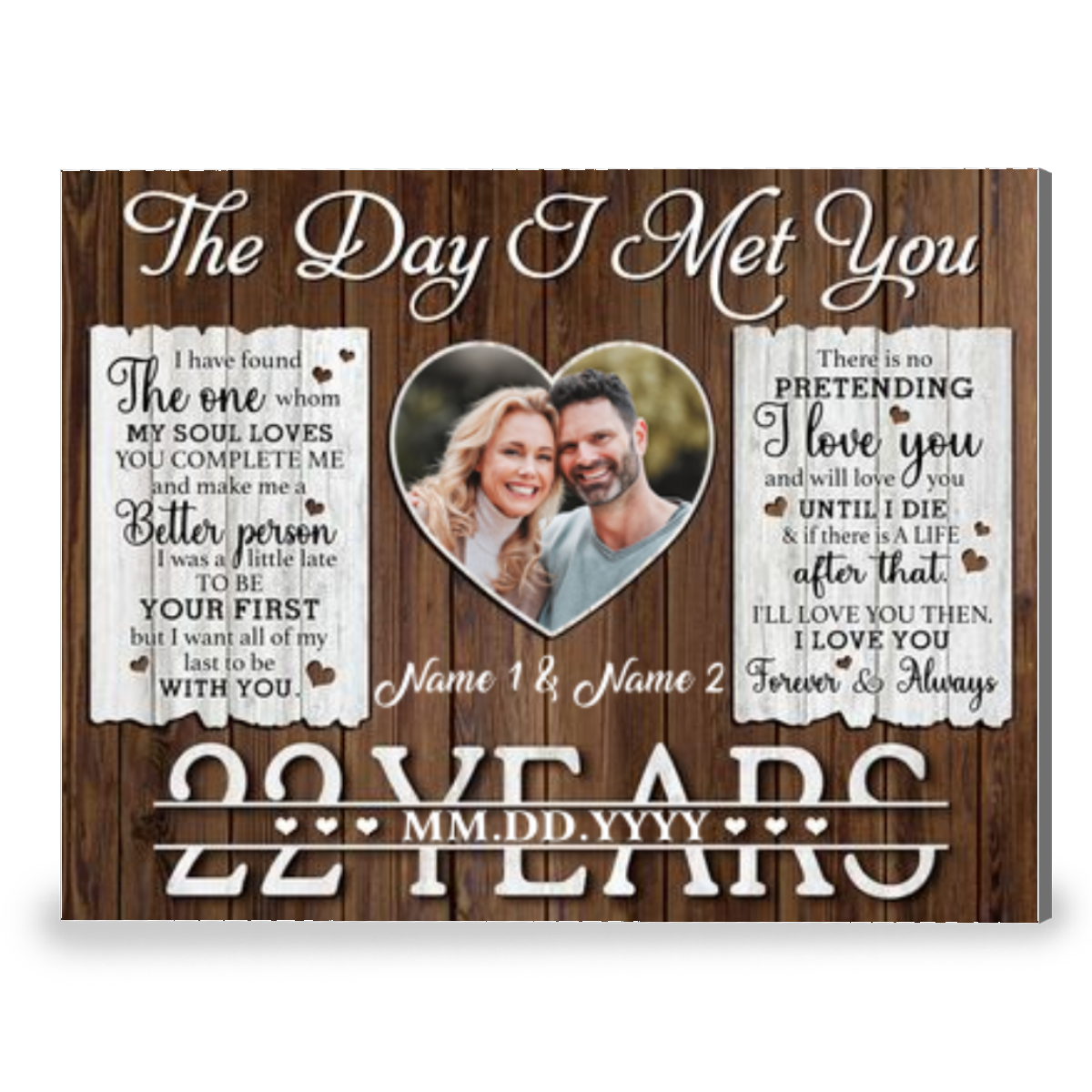 22 Years Anniversary The Day I Met You Custom Photo Canvas Prints