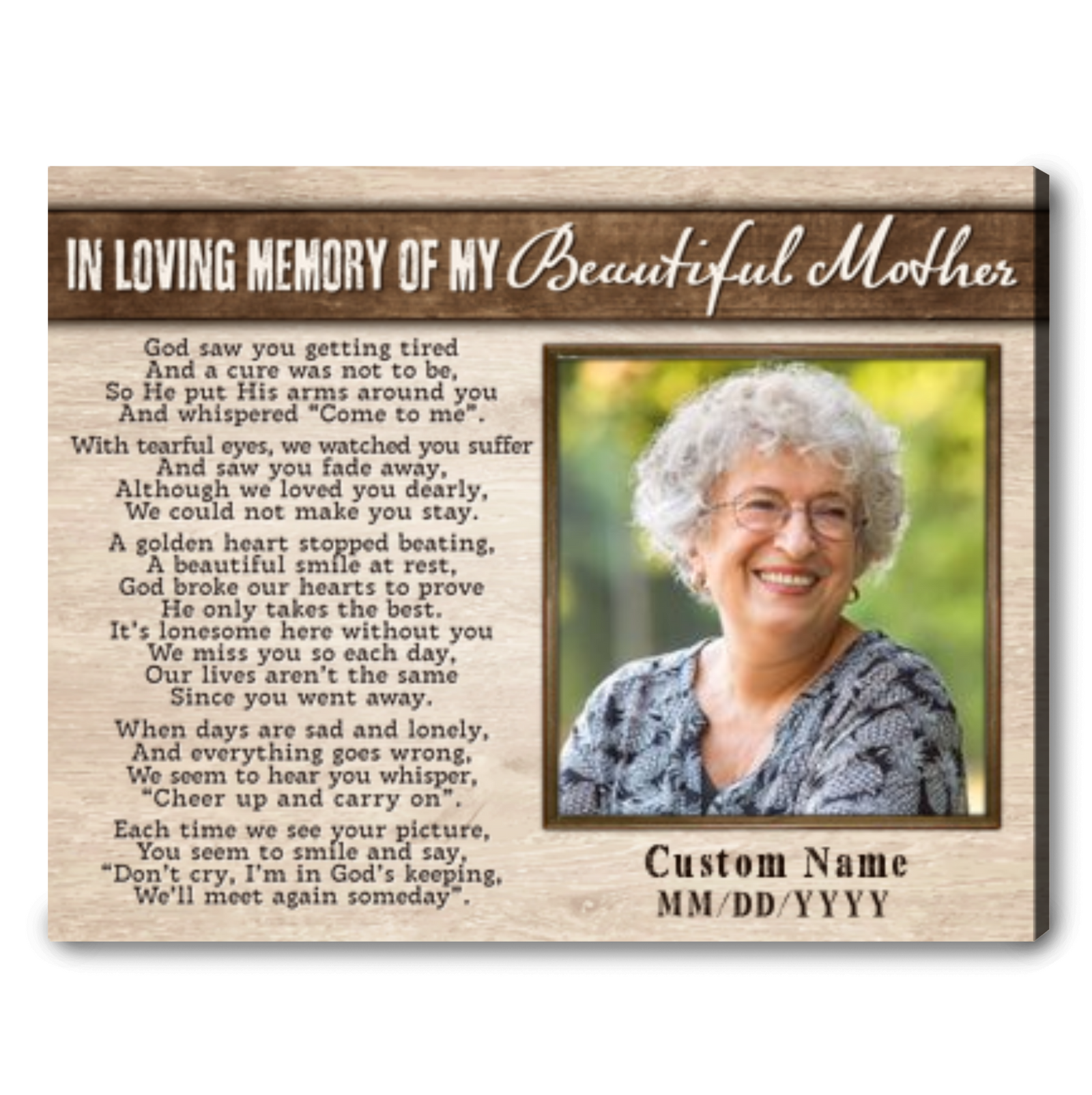 In Loving Memory Of My Beautiful Mother Poem Special Remembrance Gifts
