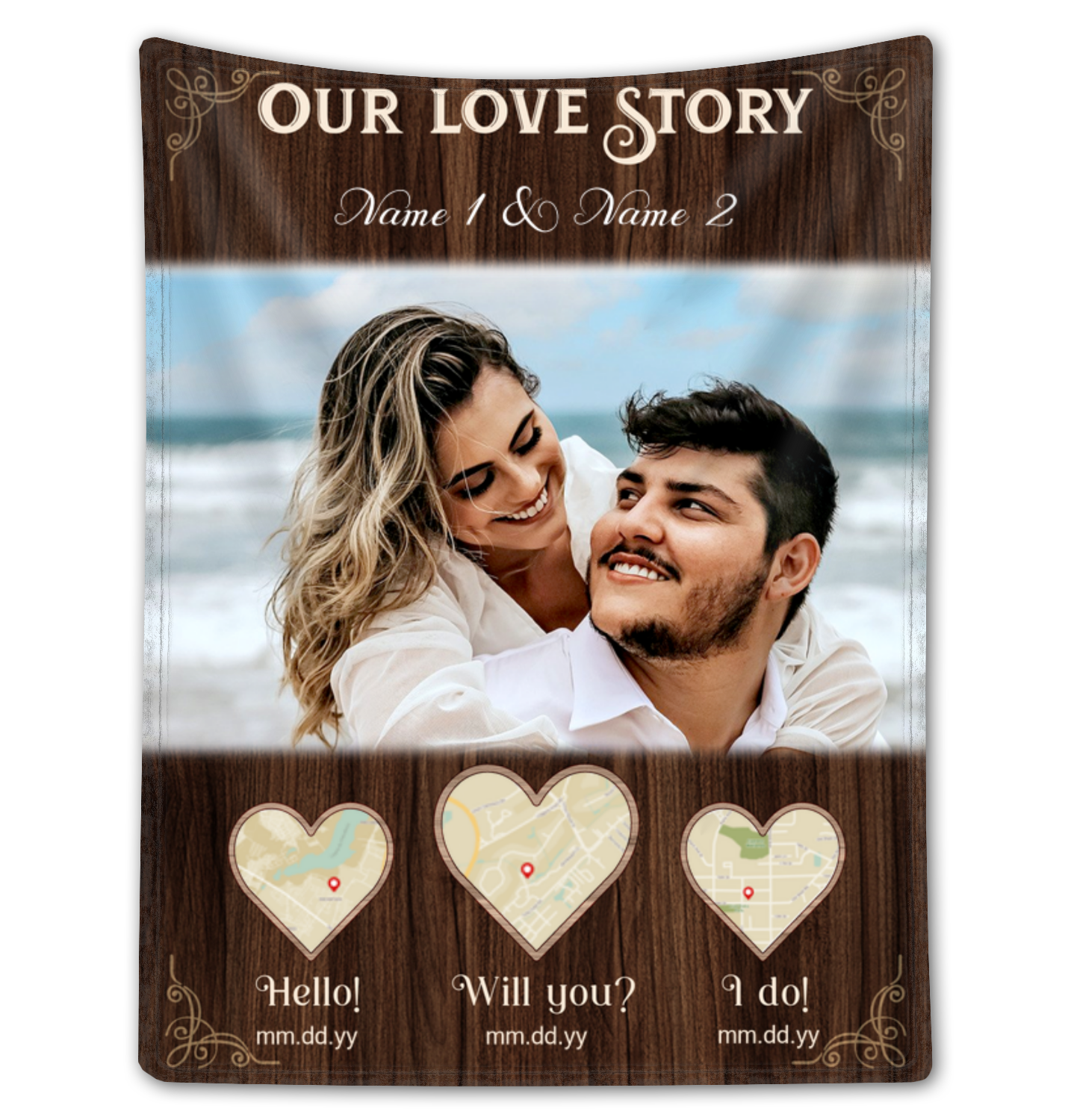 Gift for Newly Engaged Couple Custom Photo Couple Fleece Blanket