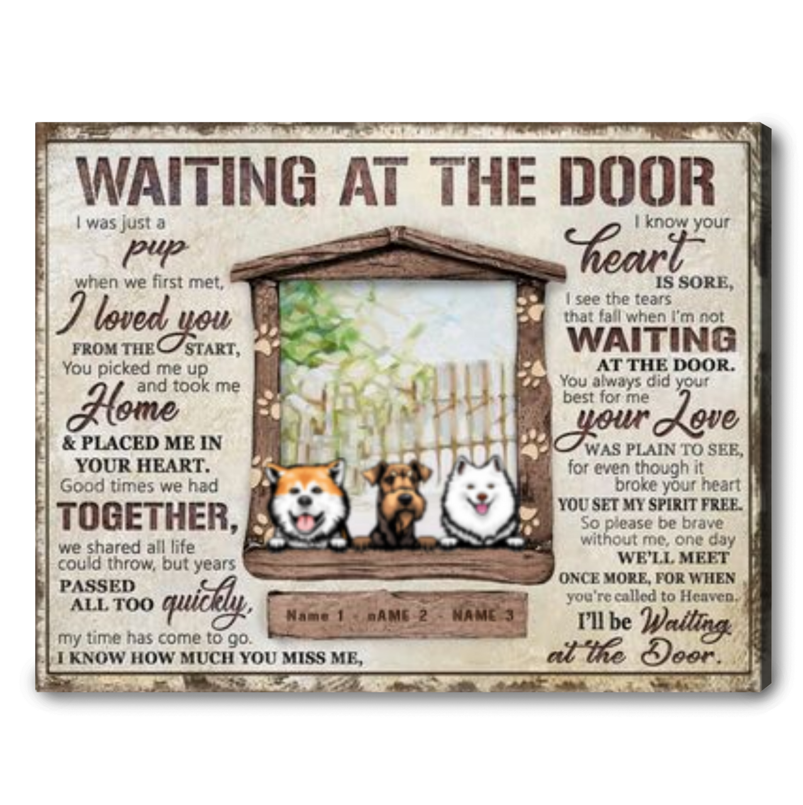 Pet Sympathy Gift Custom Pet Loss Keepsake Dog Memorial Canvas