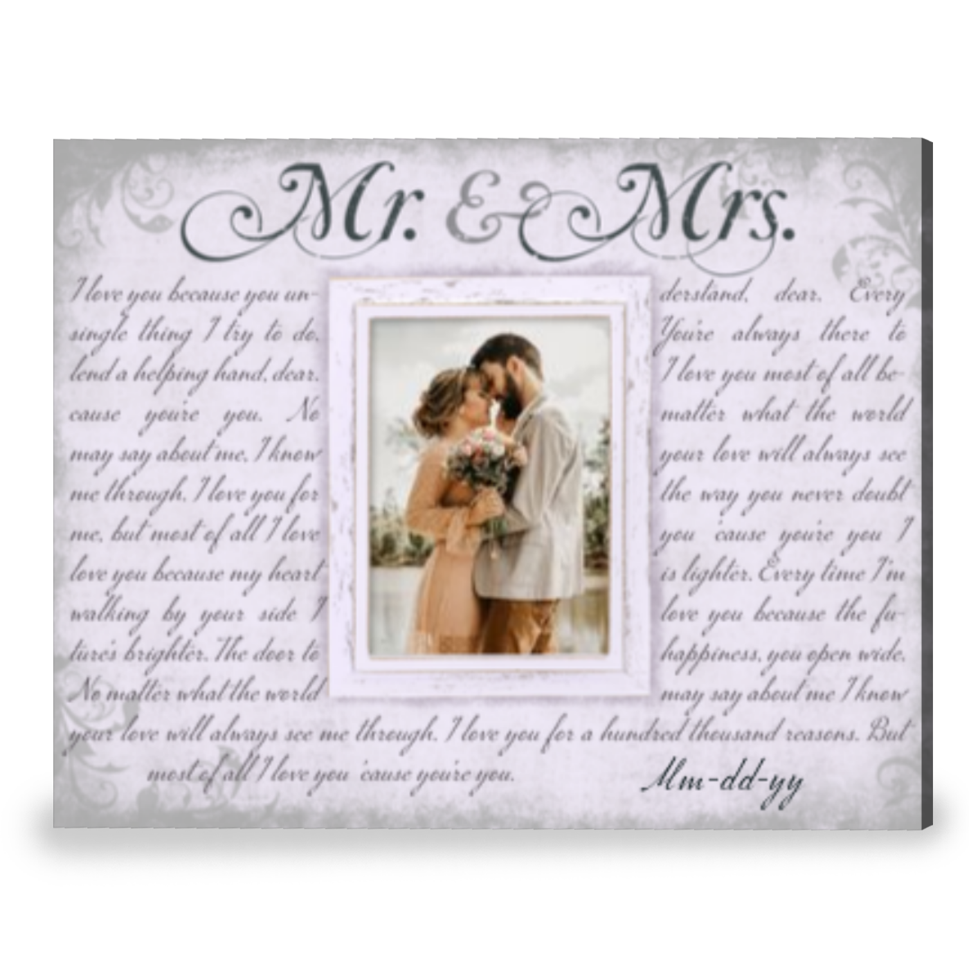 Romantic Mr and Mrs Gift Custom Any Song Lyrics On Canvas Wall Art