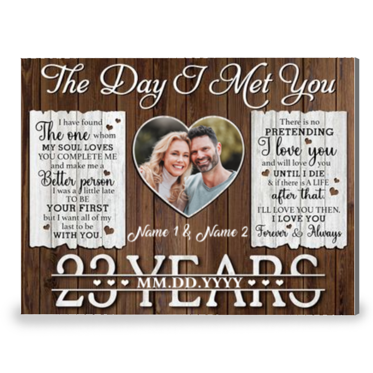 23 Years Anniversary The Day I Met You Custom Photo Canvas Prints