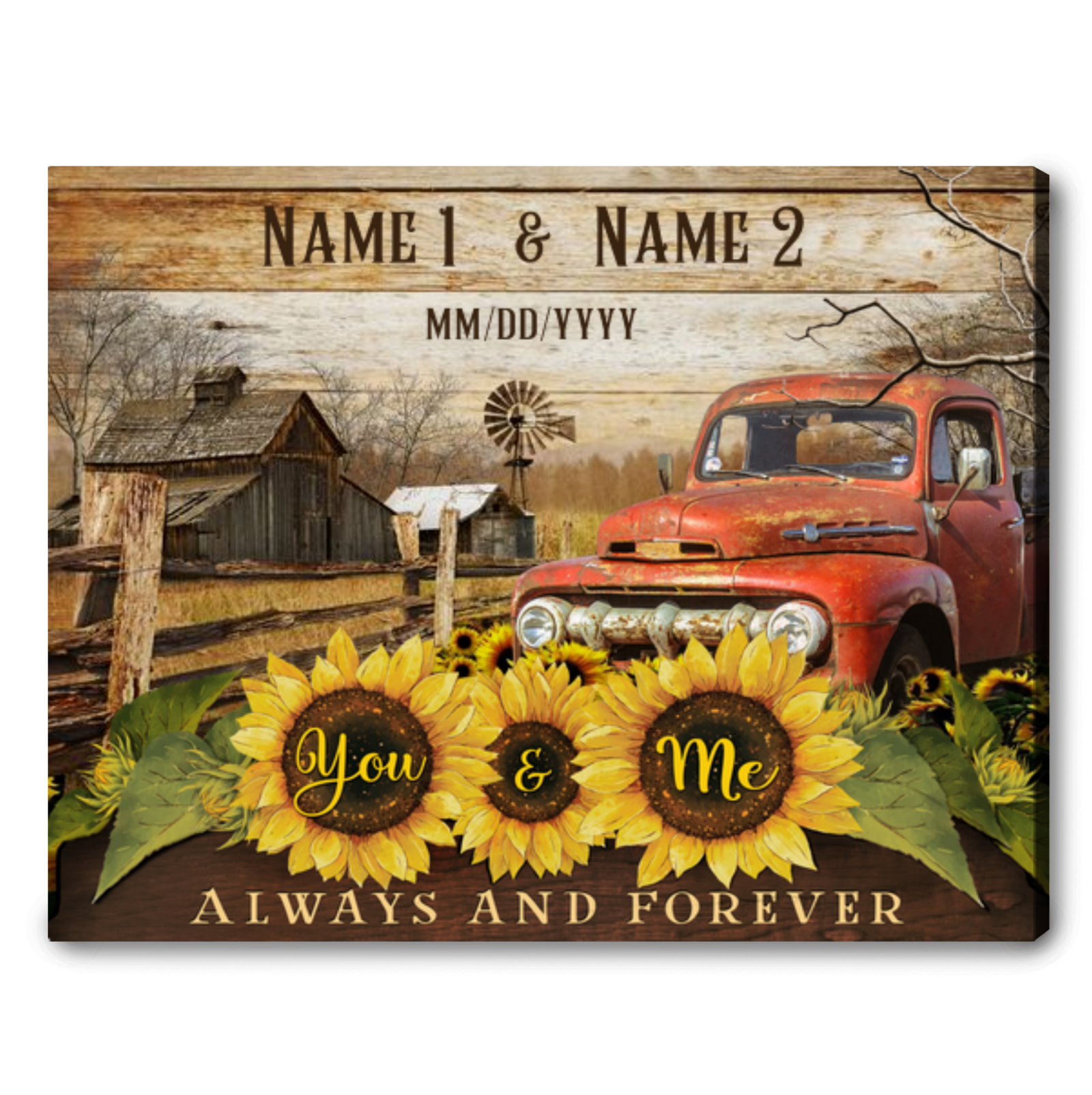 Personalized Gift For Married Couple Farmhouse Wall Art Decor You and me Always and forever