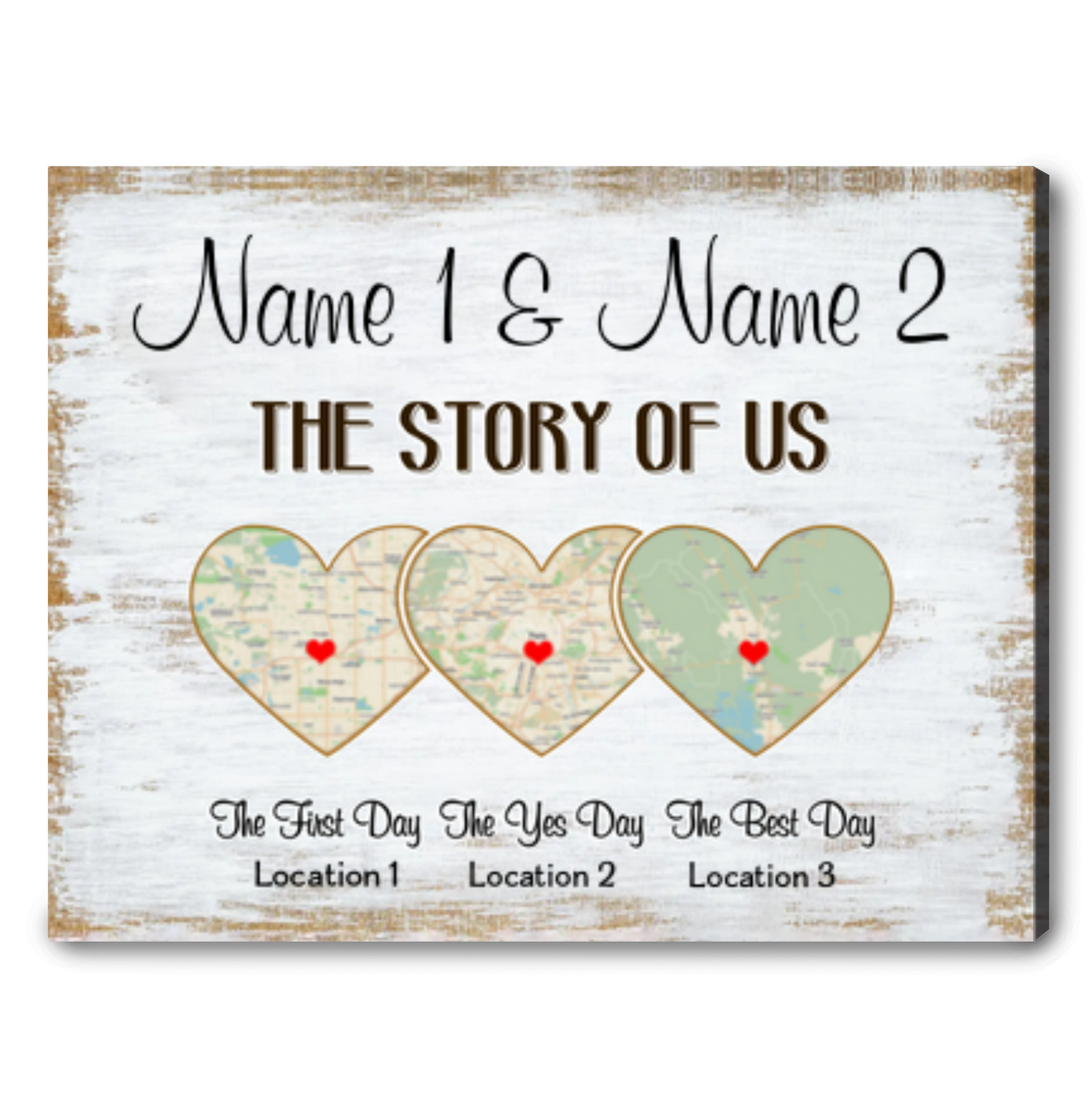 Custom 3 City Maps Print Story Of Us Map Canvas Gift For Couple