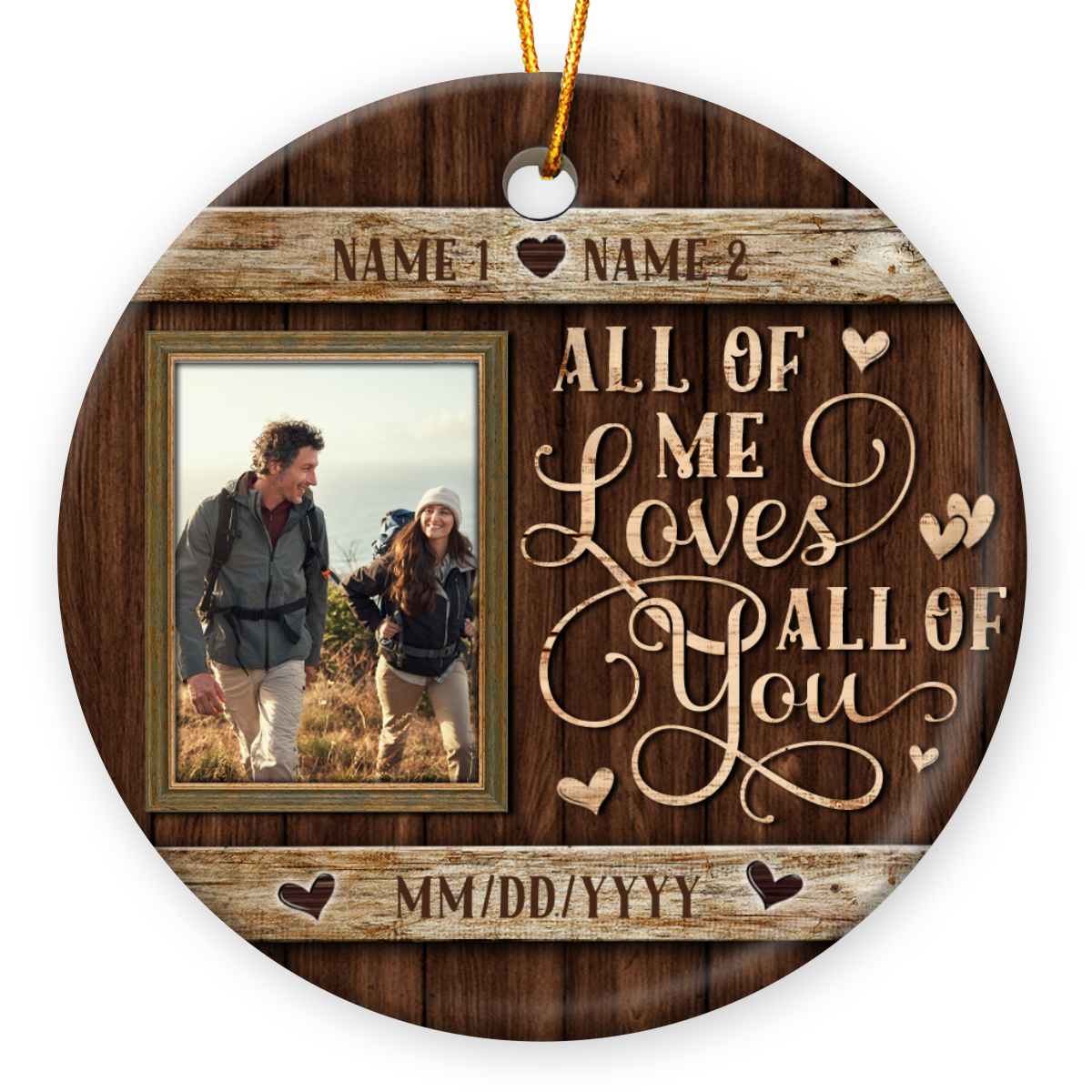Custom Anniversary Photo Ceramic Ornament Christmas Gift For Couple
