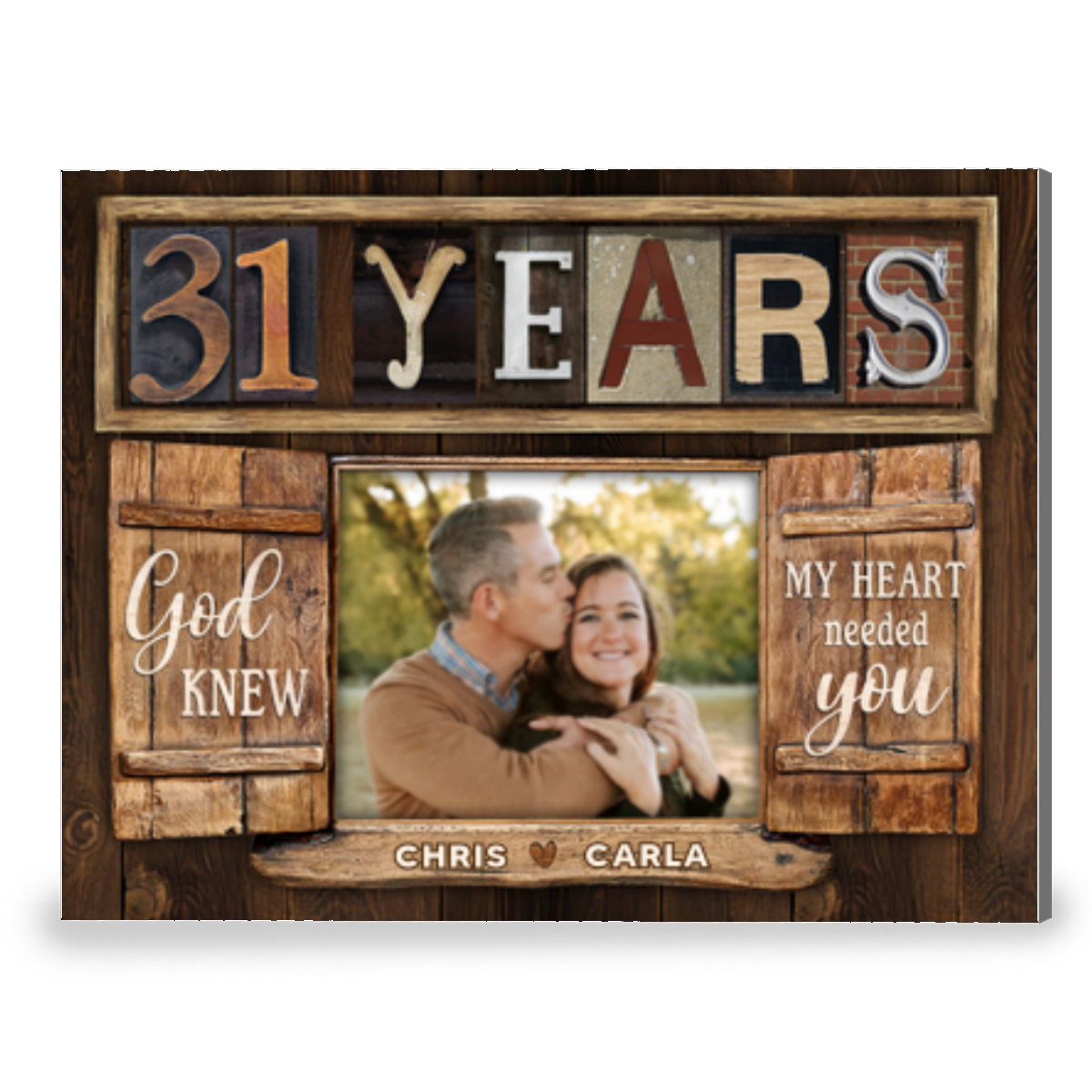 Loving 31 Years Anniversary Gift Window Frame Personalized Canvas Photo Print For Couple
