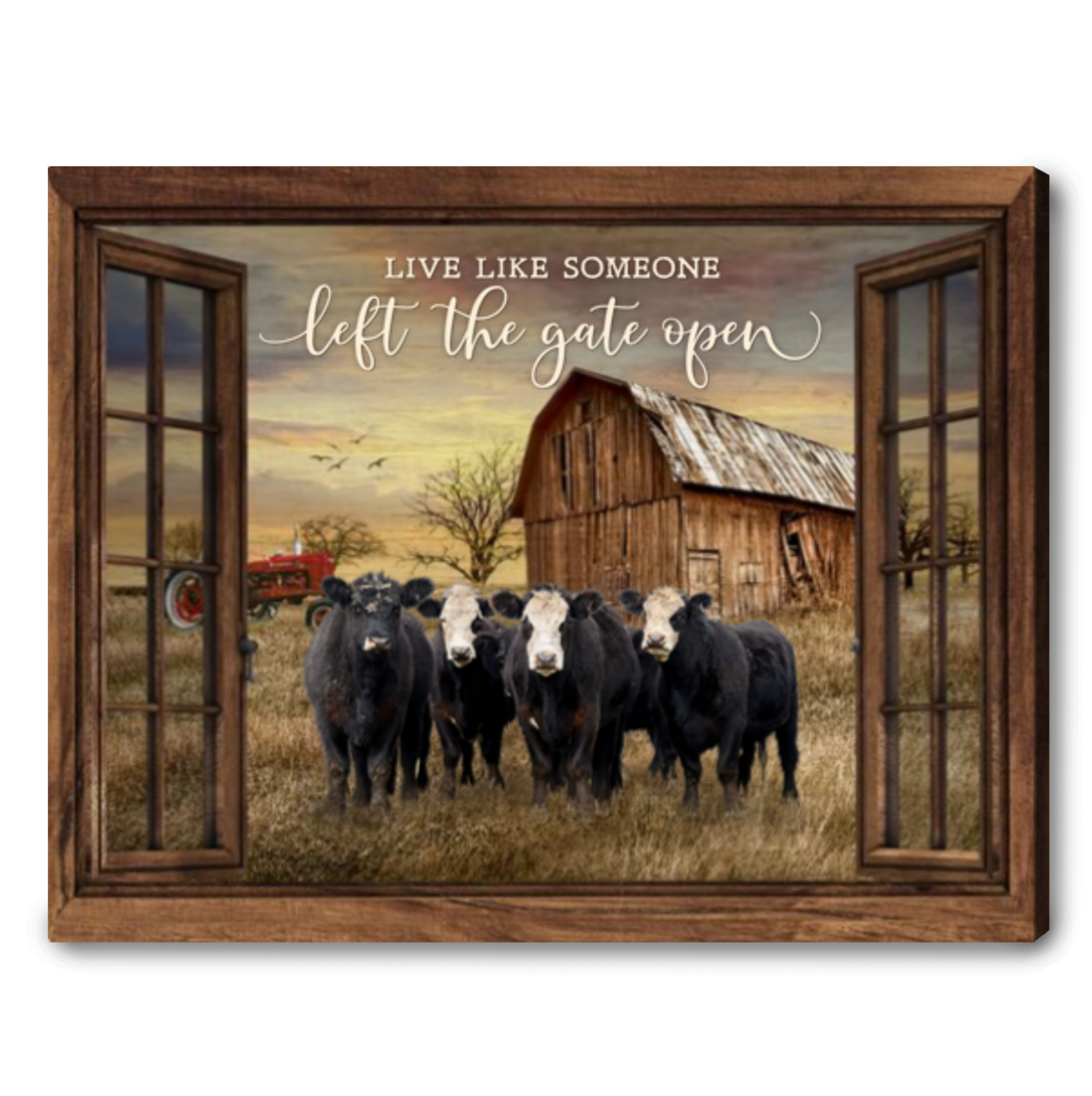 Farmhouse Wall Decor Cow Art Live Like Someone Left The Gate Open Canvas Print