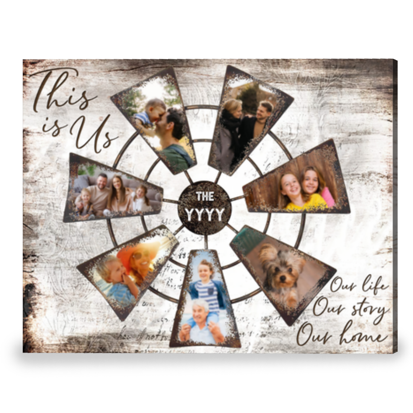 Rustic Farmhouse Wall Decor Personalized Family Gift Windmill Canvas Print Art