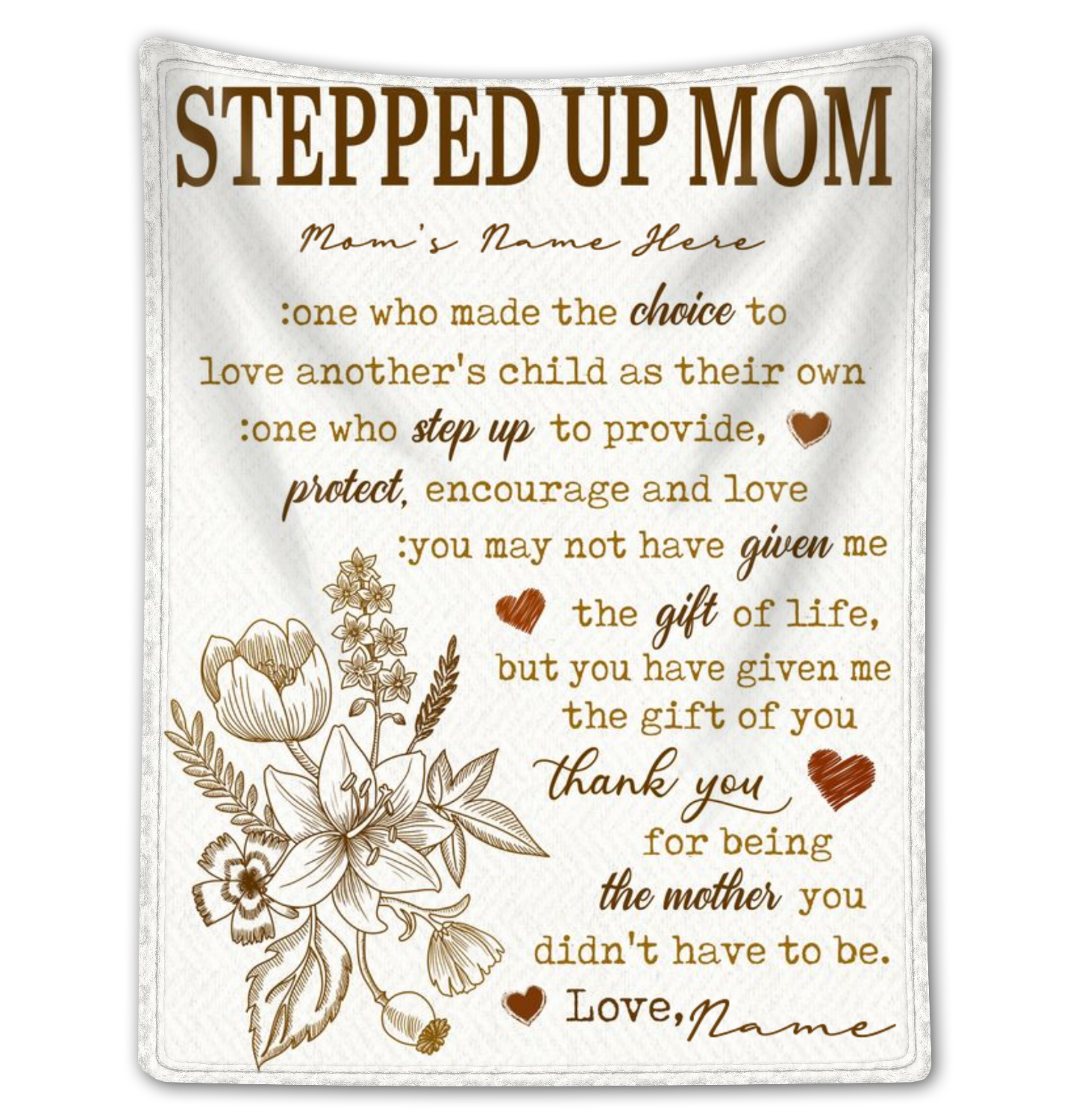 Sweet Gifts For Your Stepmom Personalized Fleece Blanket Mothers Day Gift Idea
