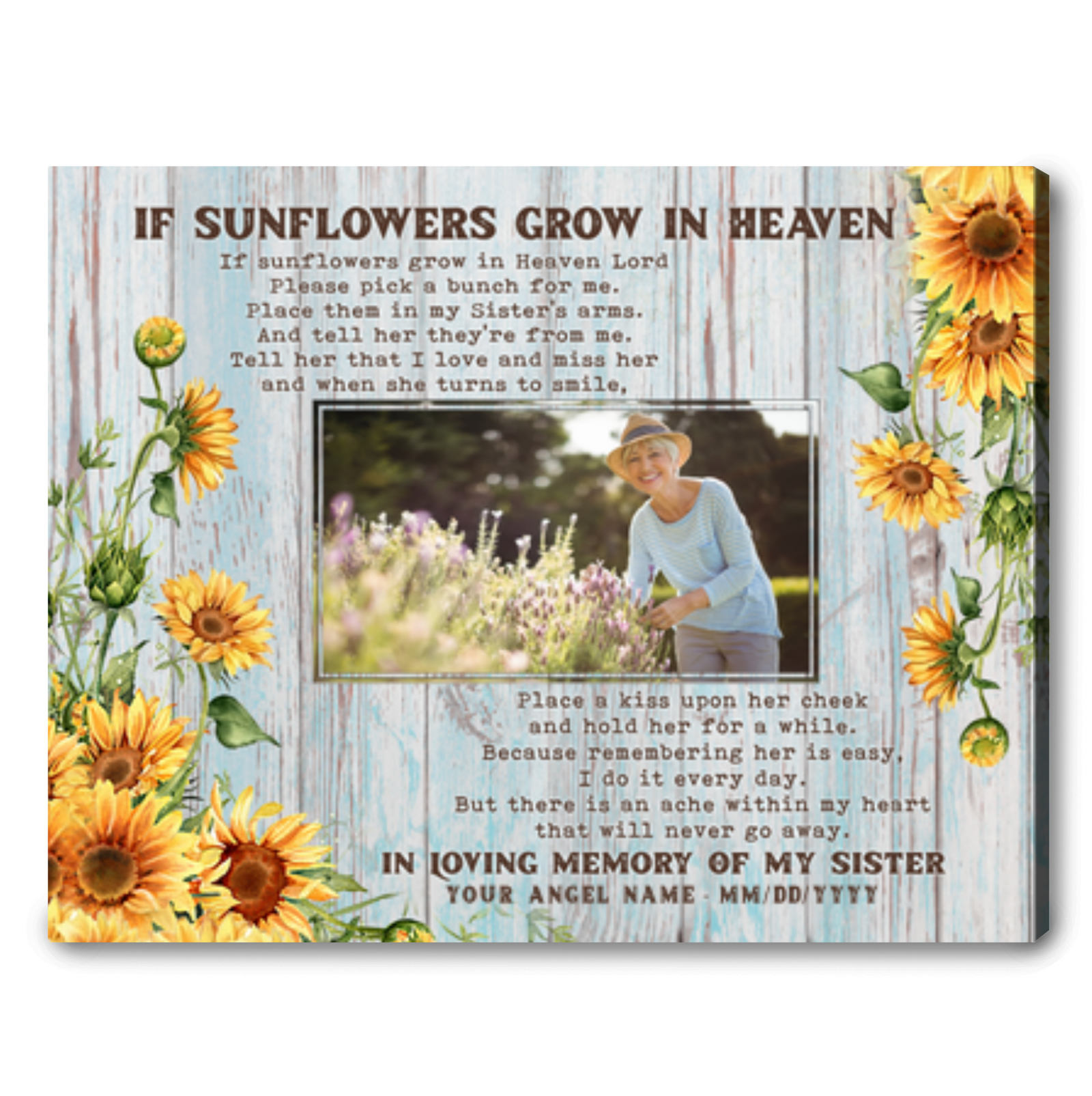 In Memory of Sister Memorial Gift Ideas For Loss Of Sister Custom Photo Art Prints