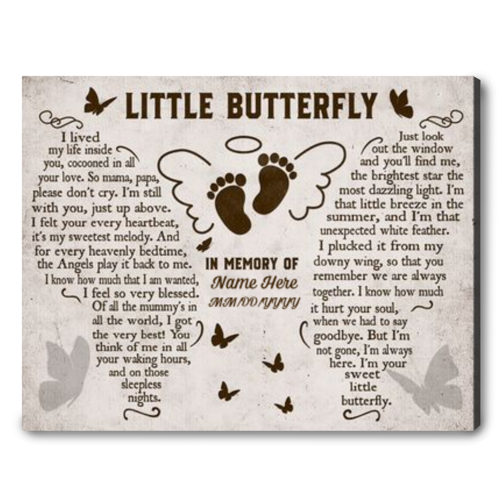 Custom Miscarriage Memorial Canvas Pregnancy Loss Wall Art Personalized Baby Wall Art