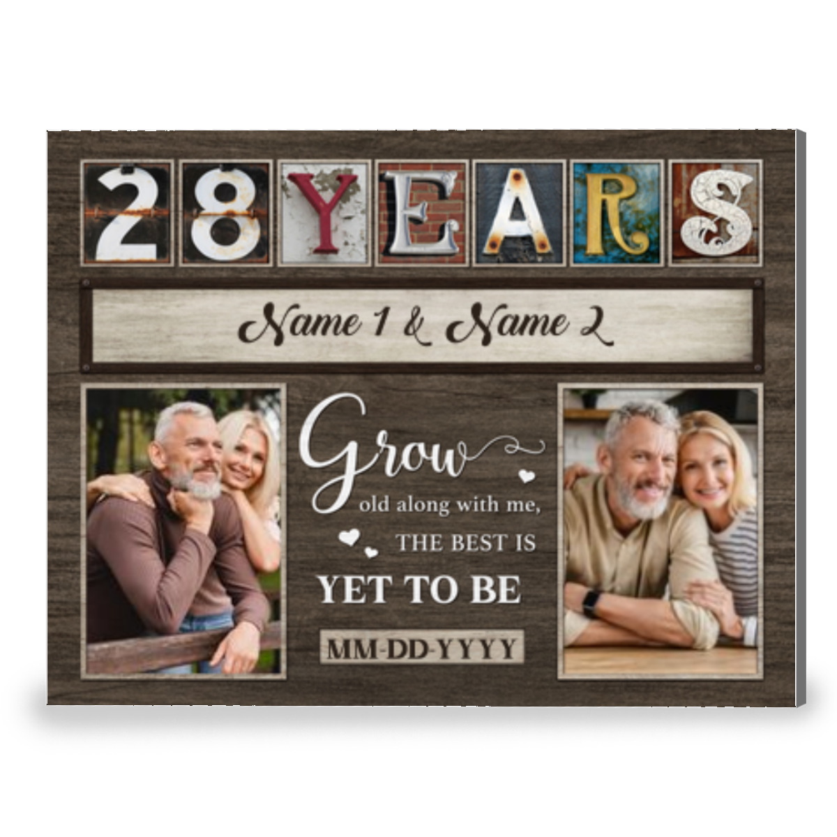 28th Anniversary Grow Old Along With Me Custom Photo Canvas Wall Art
