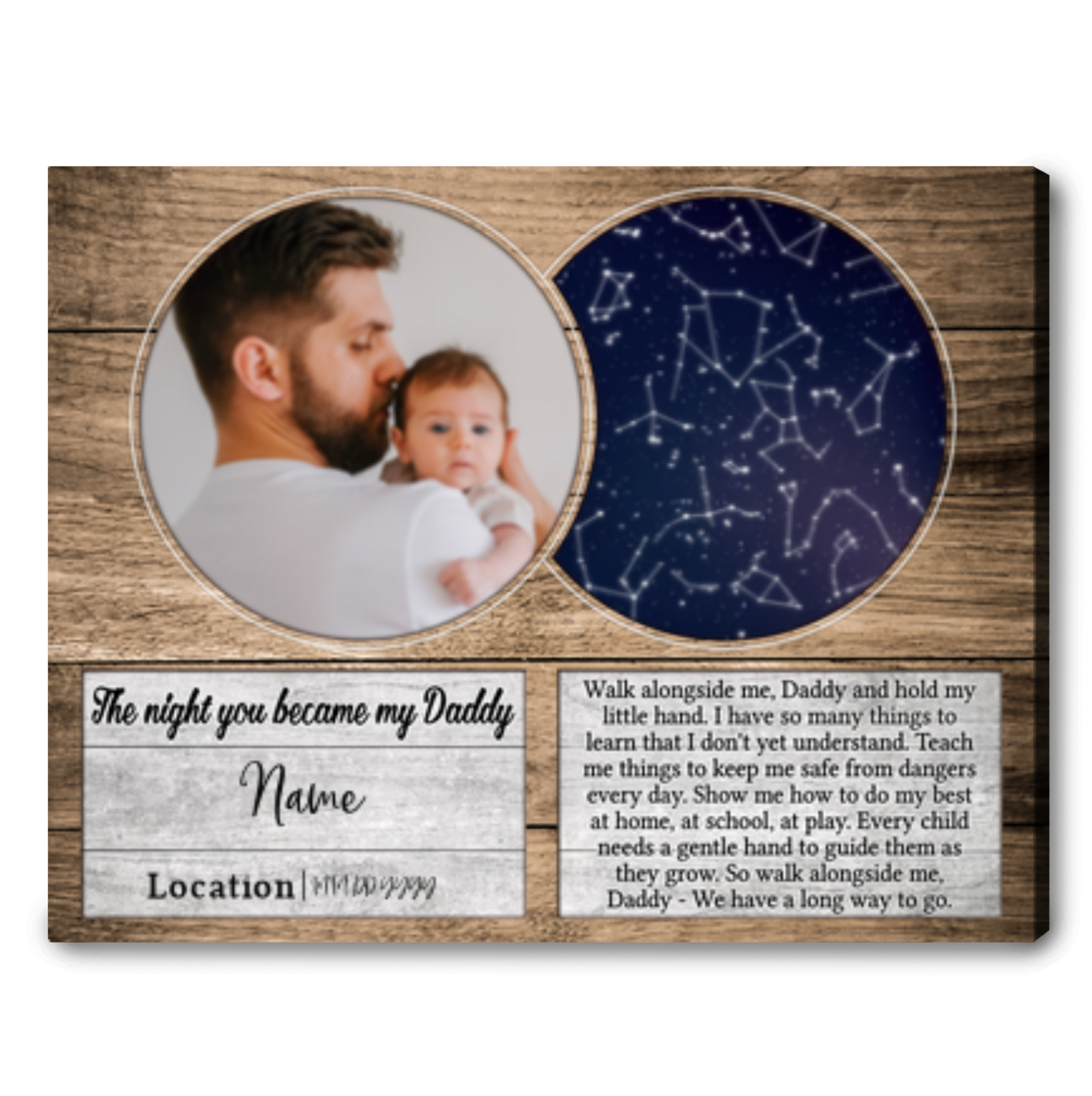 Father's Day Gift For First Time Dad Gift For Dad Custom Star Map Custom New Dad Photo Gift