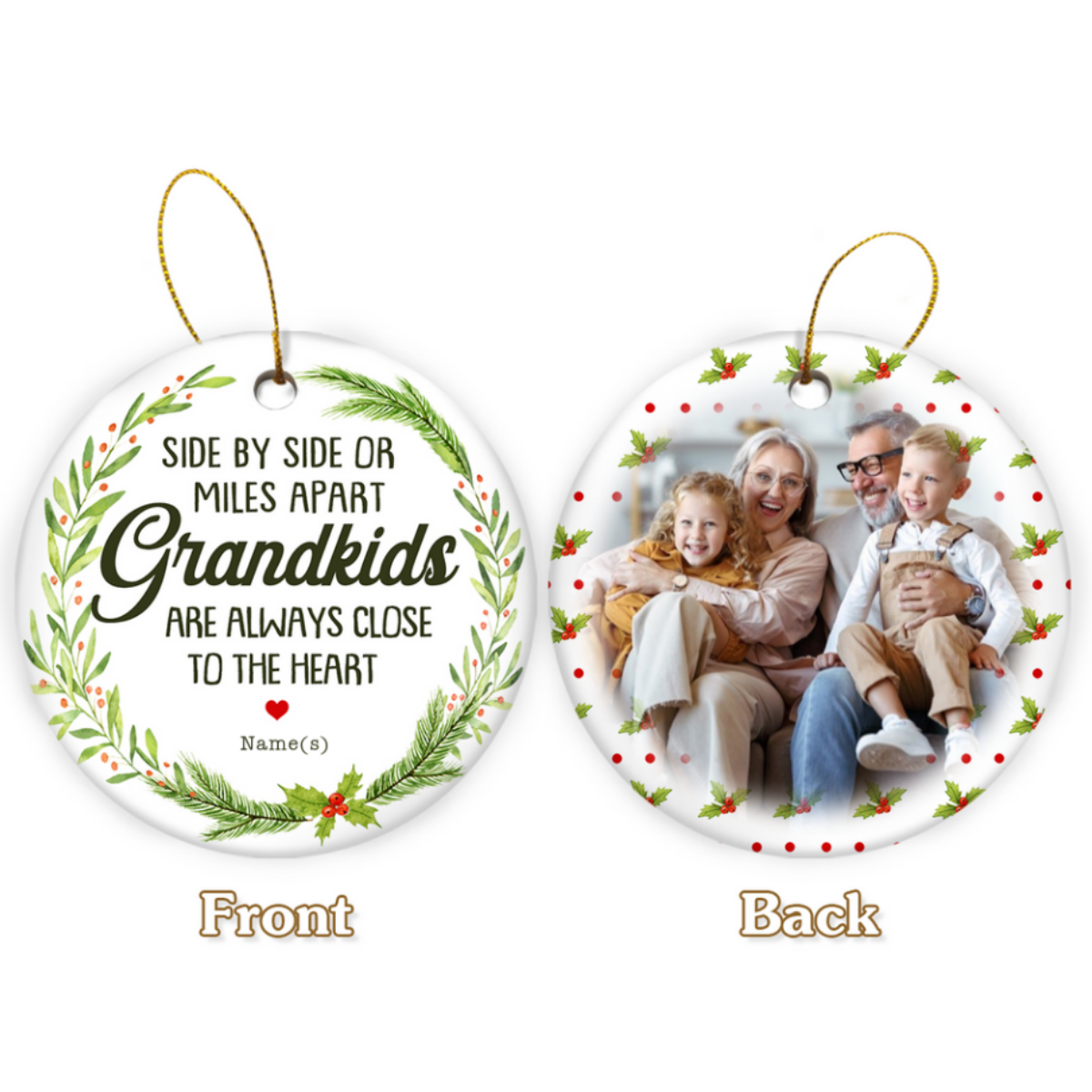 Personalized Grandkids and Grandparents Christmas Ornament 